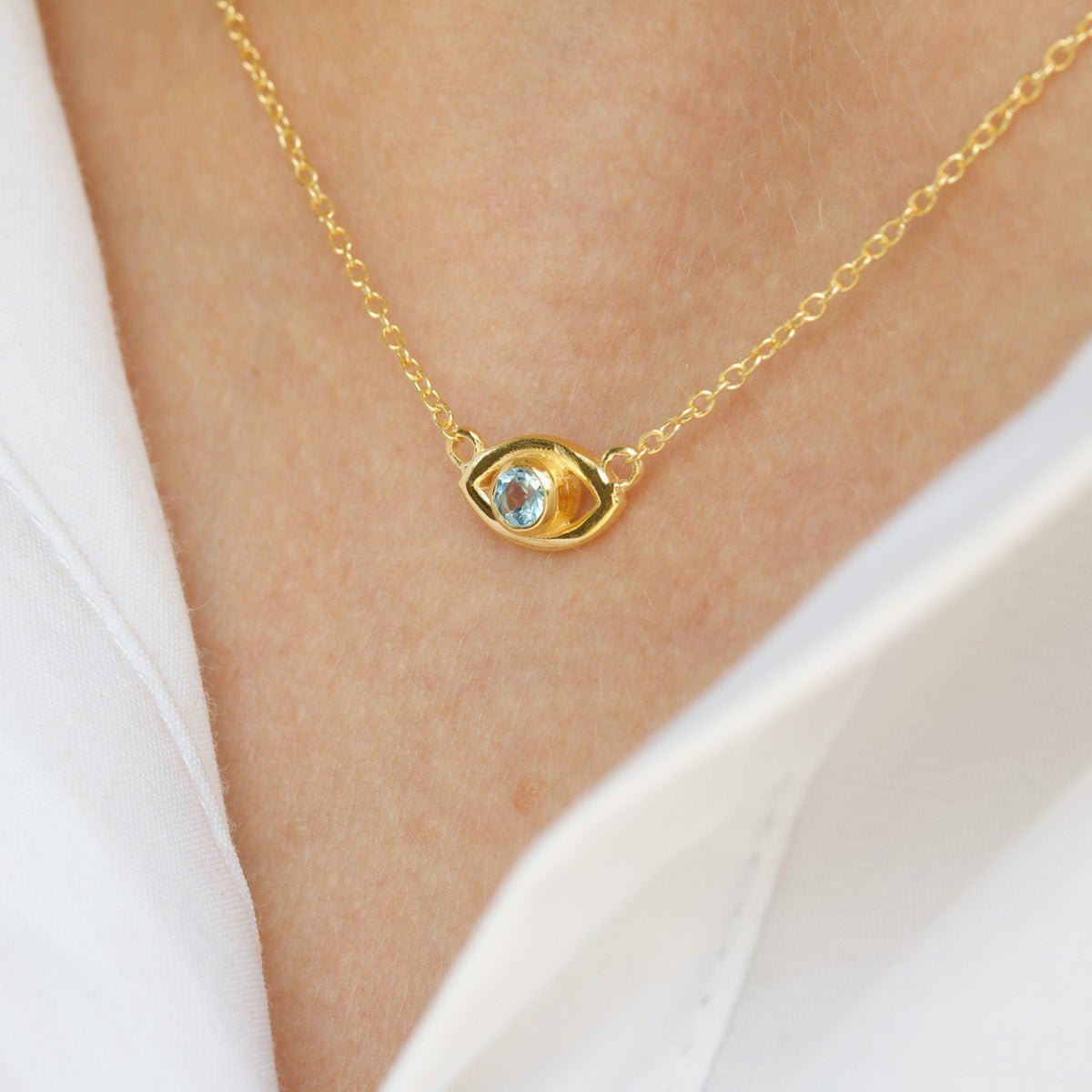 Blue Topaz Eye Necklace