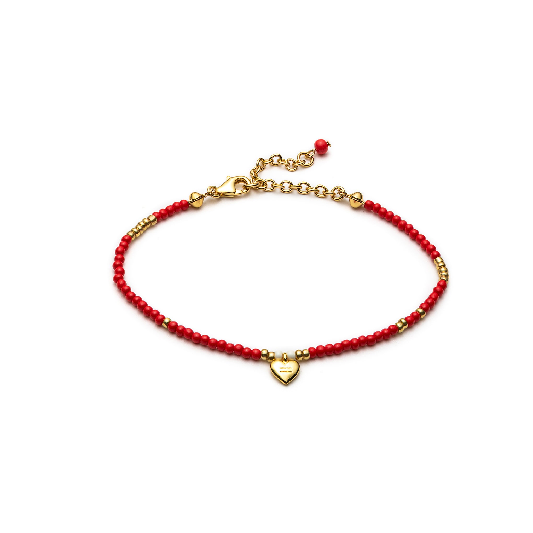 Red beaded bracelet for Gender Justice