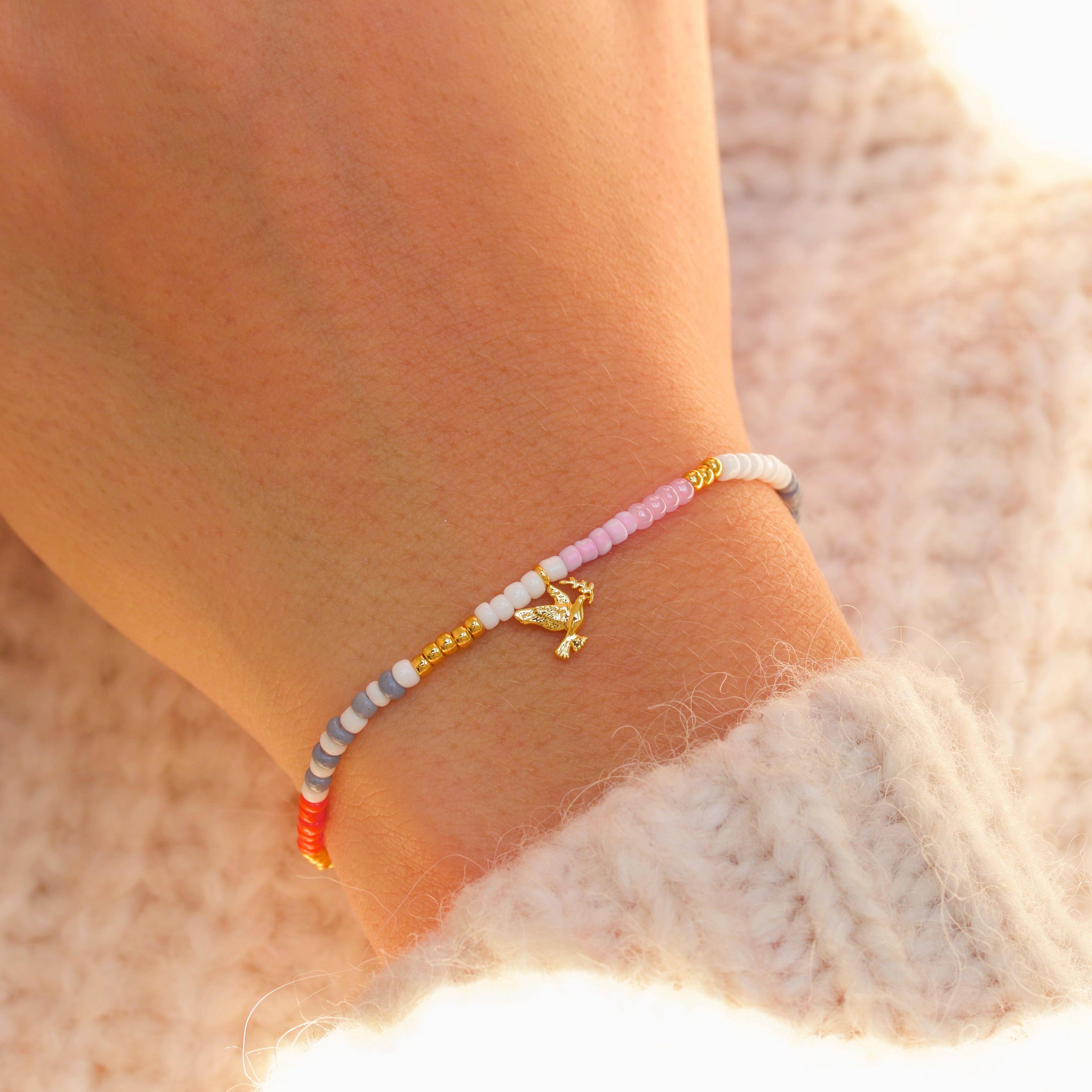 Peace Pink Pearl Bracelet