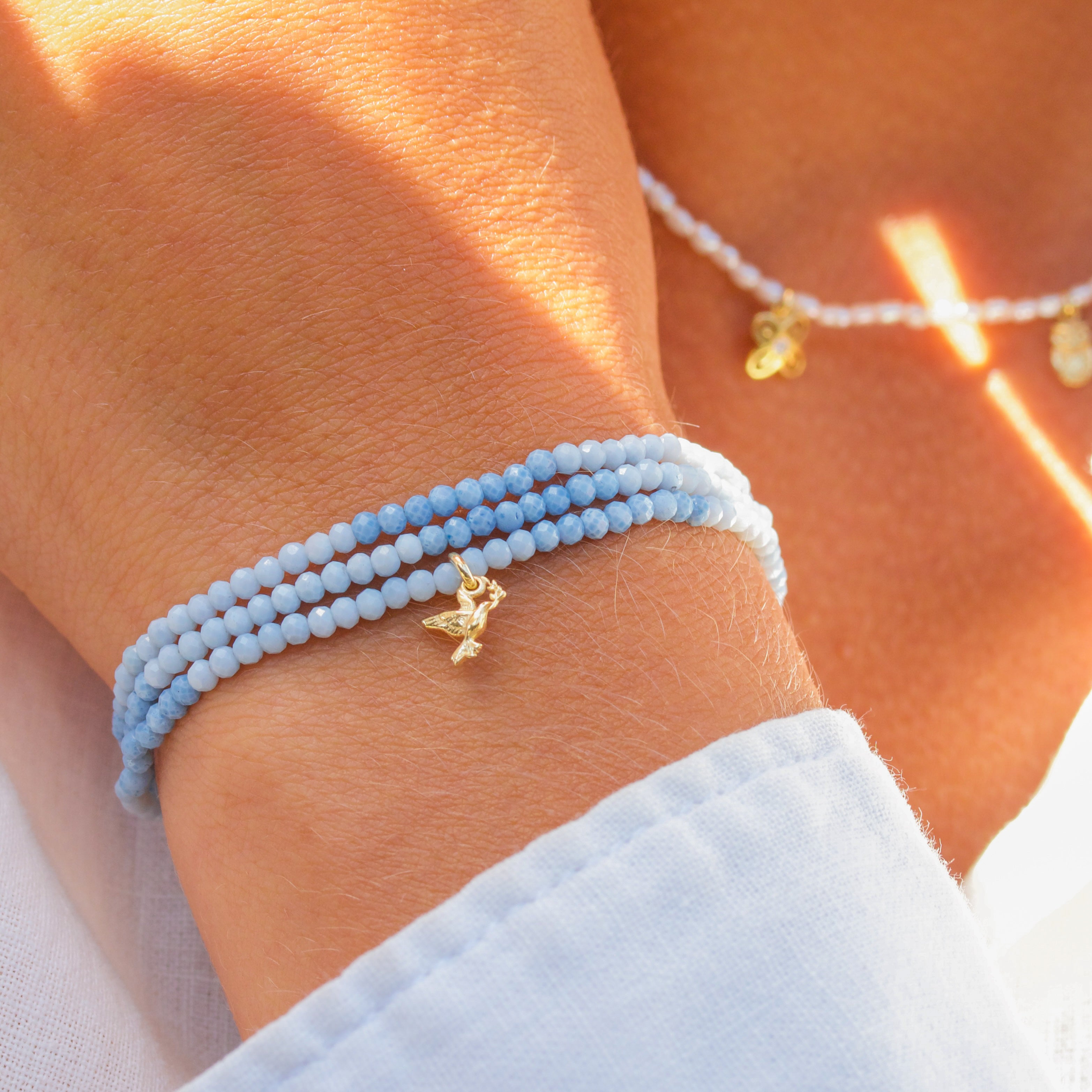Fred 🕊️ Blue Wrap Pearl Bracelet and Necklace