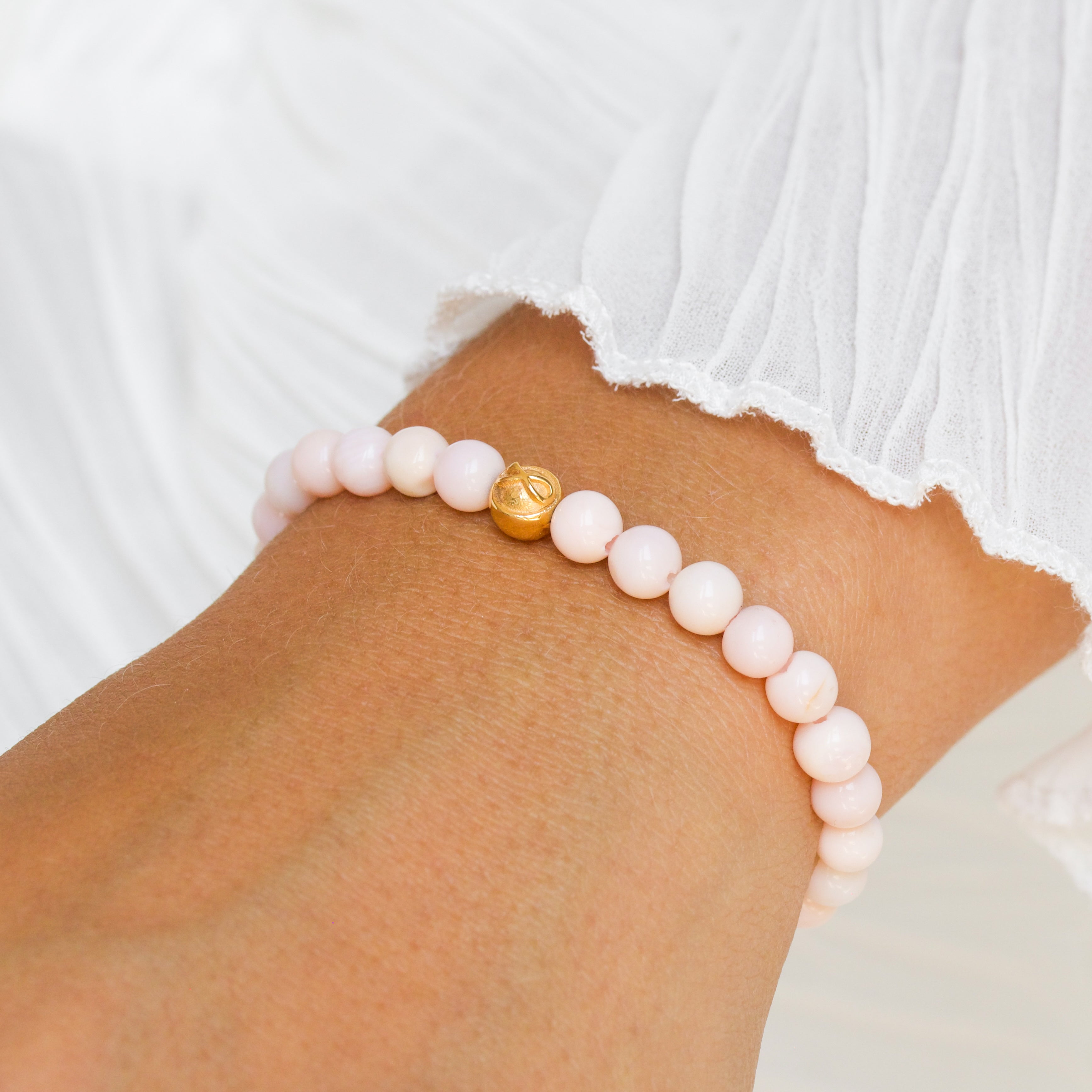 Infinity Pink Opal Bead Bracelet