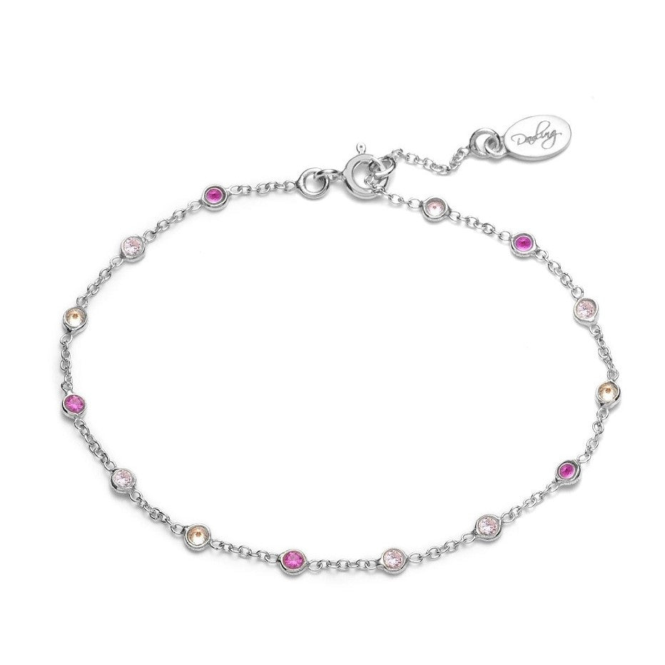 Bezel Bracelet Pink Silver