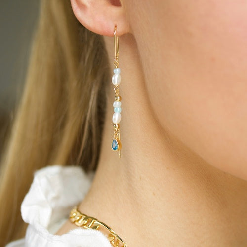 Water Drop beaded Chain Earring