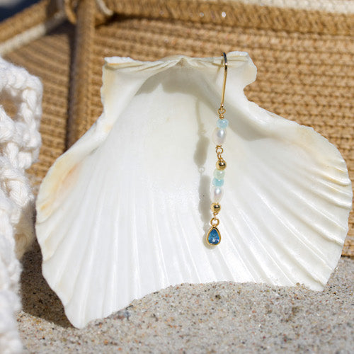 Water Drop beaded Chain Earring