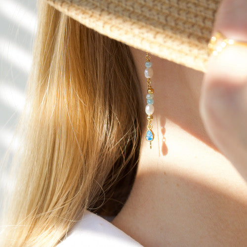 Water Drop beaded Chain Earring