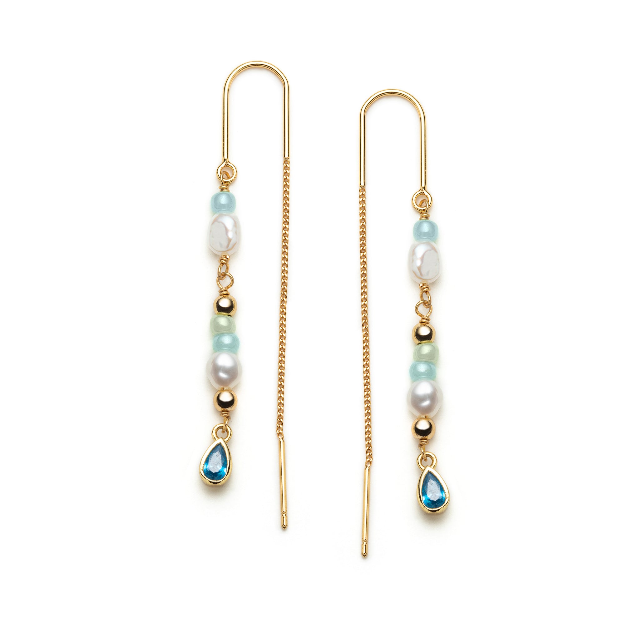Water Drop beaded Chain Earring