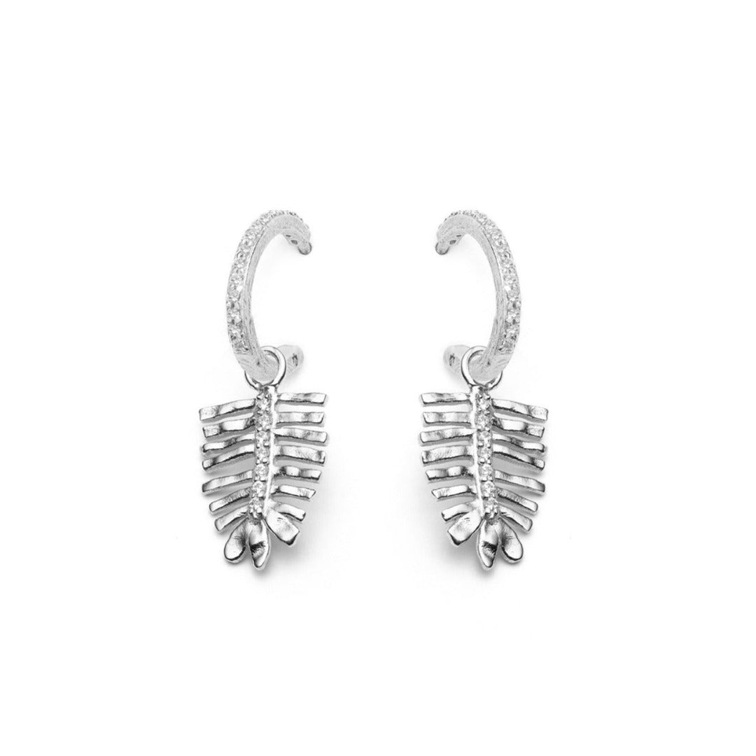 Tulsi Leaf Hoop Earrings Silver