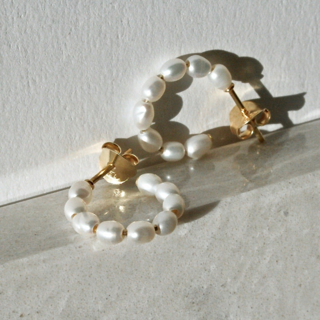Hoop Pearl Earrings Small - With Love Darling