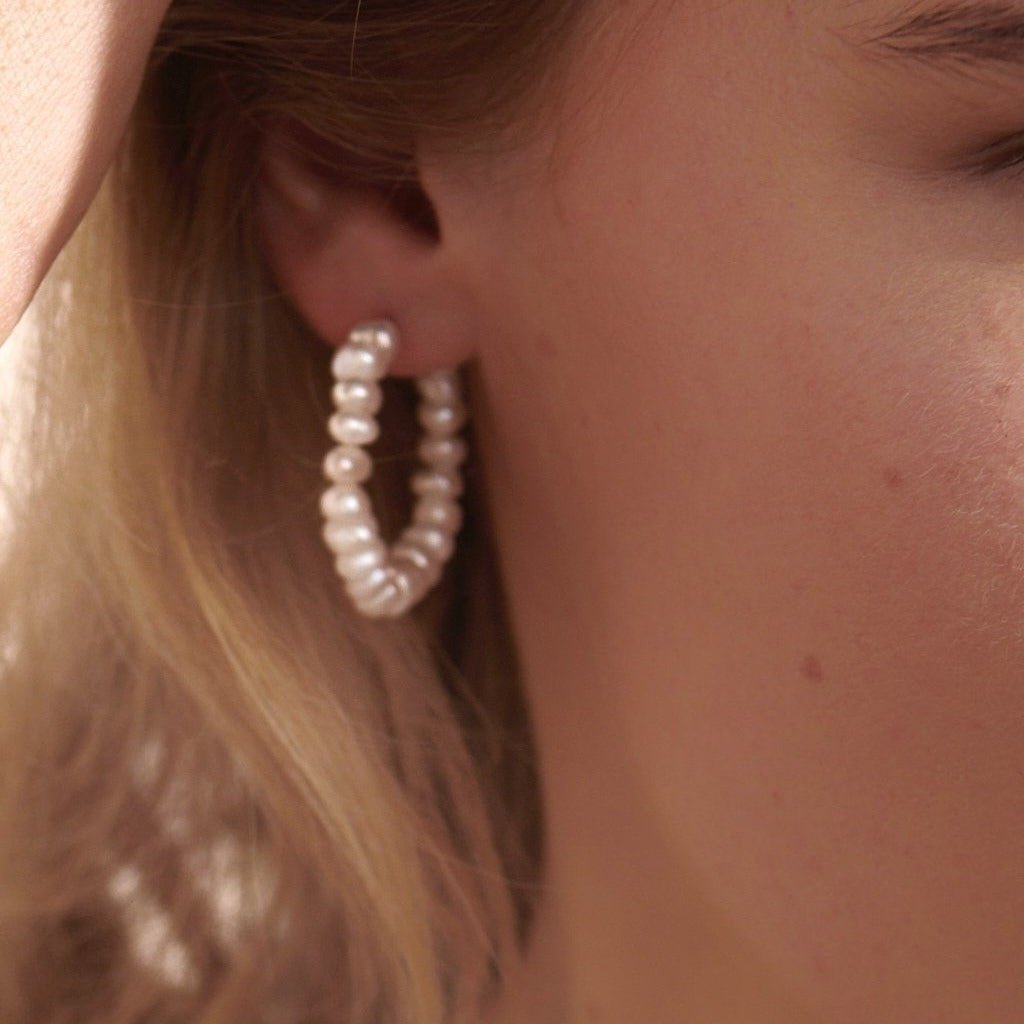Pearl Hoop Earrings Big - With Love Darling