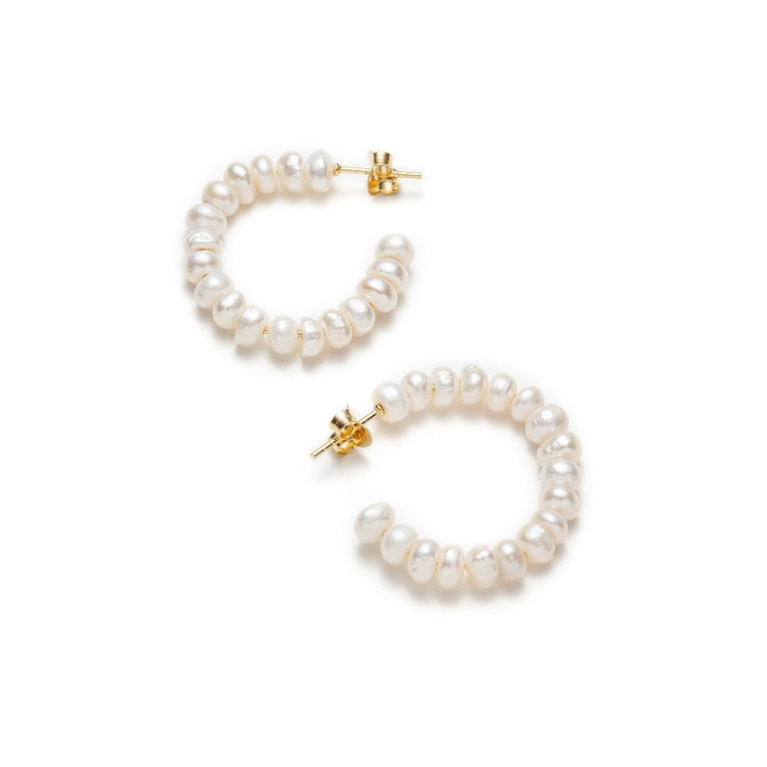 Pearl Hoop Earrings Big - With Love Darling