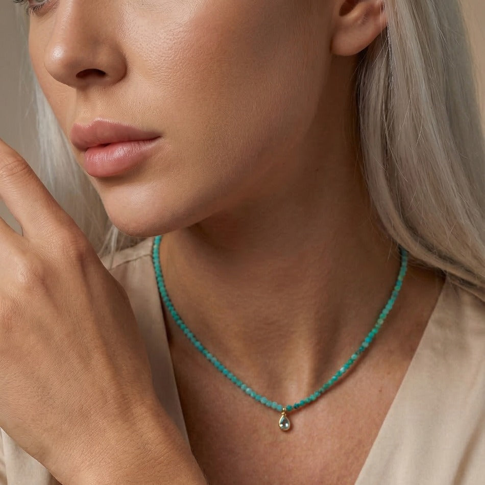 Waterdrop 💧 Crystal Necklace and Wrap Pearl Bracelet