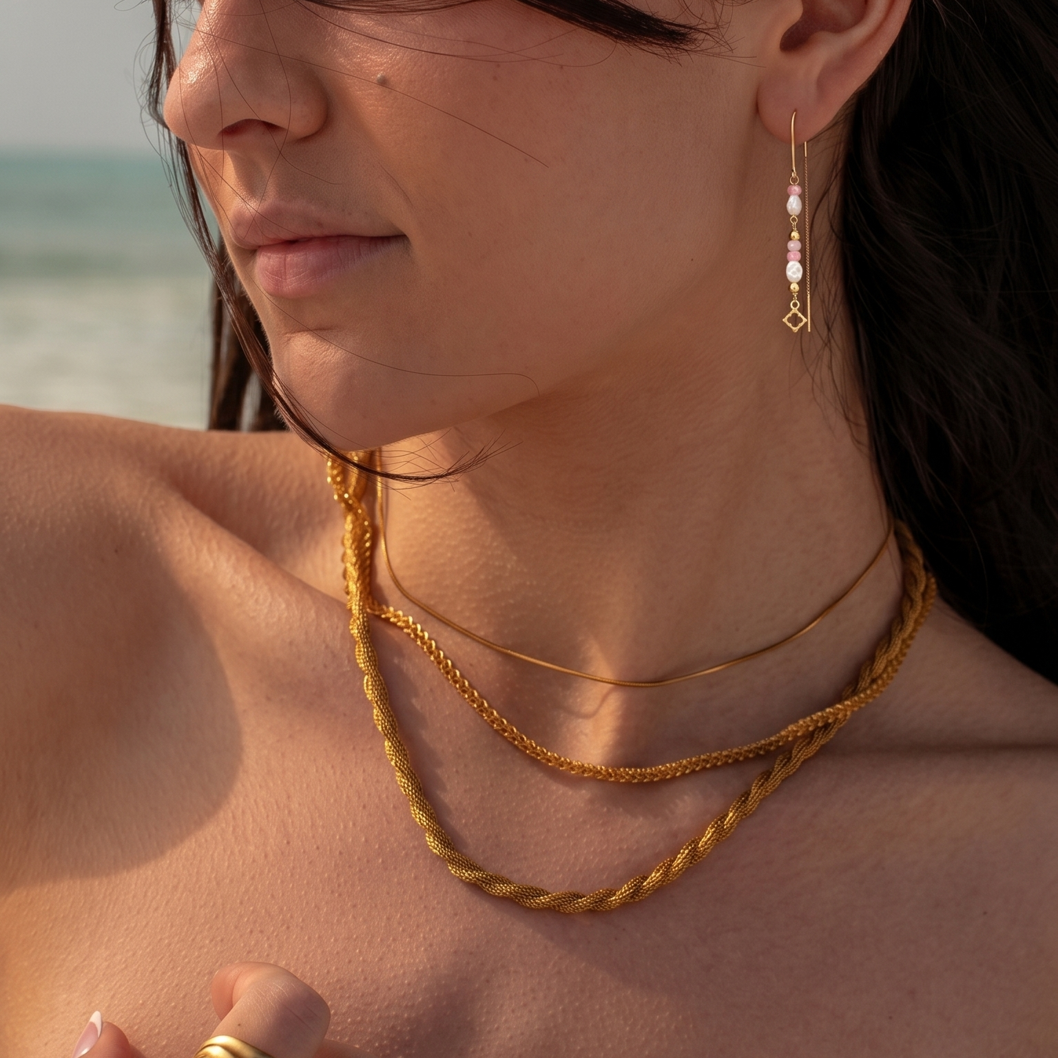 Community beaded Chain Earring