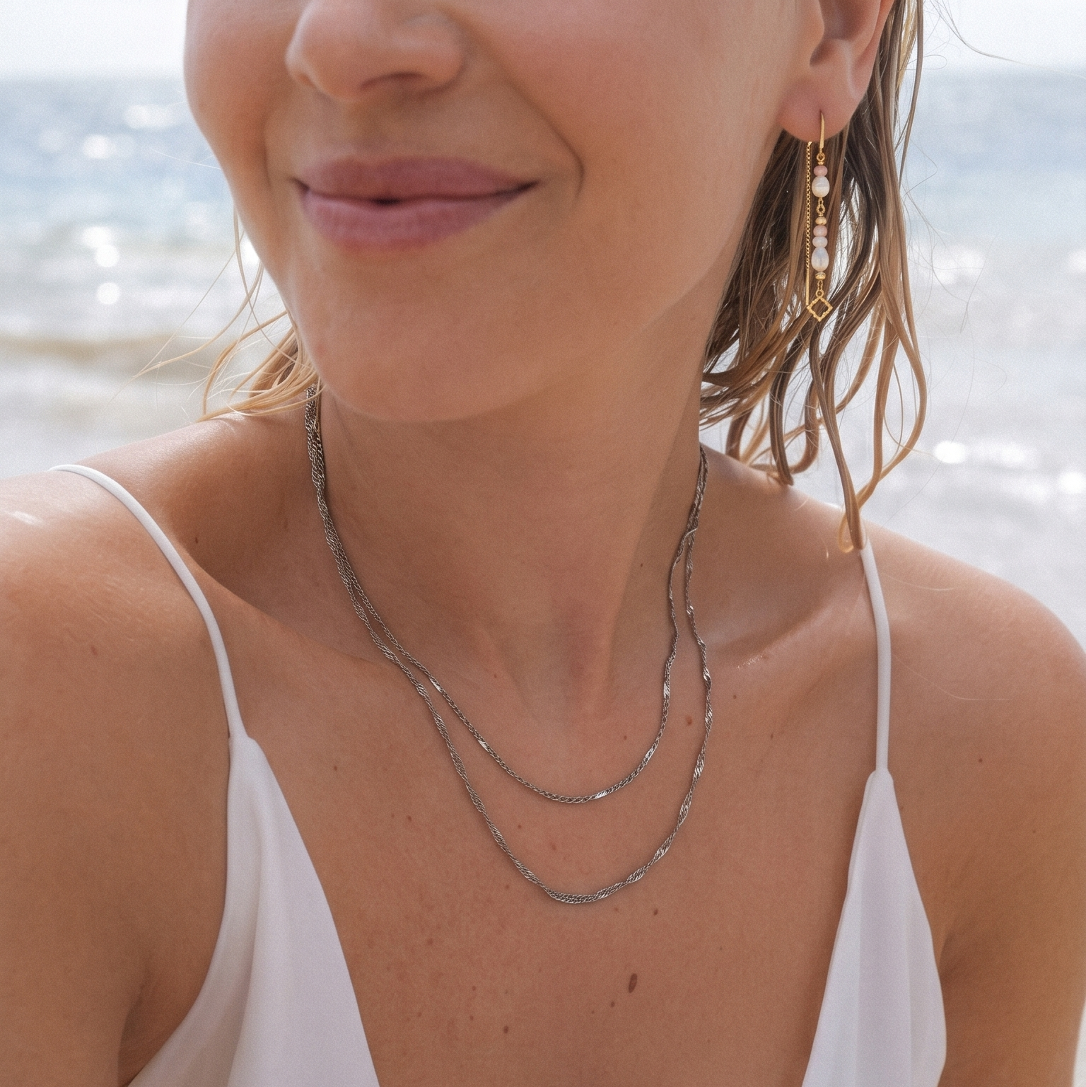 Community beaded Chain Earring
