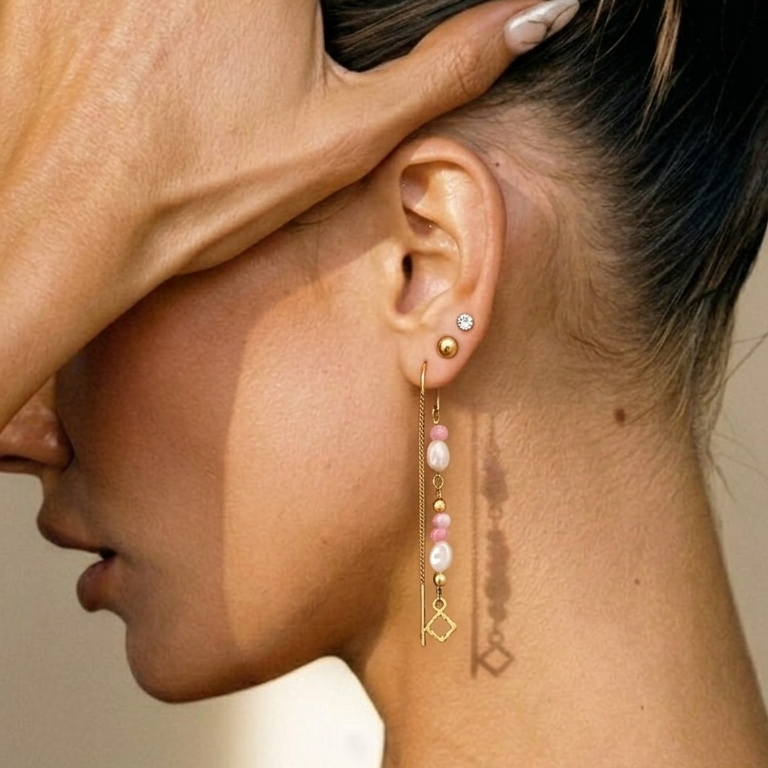 Community beaded Chain Earring