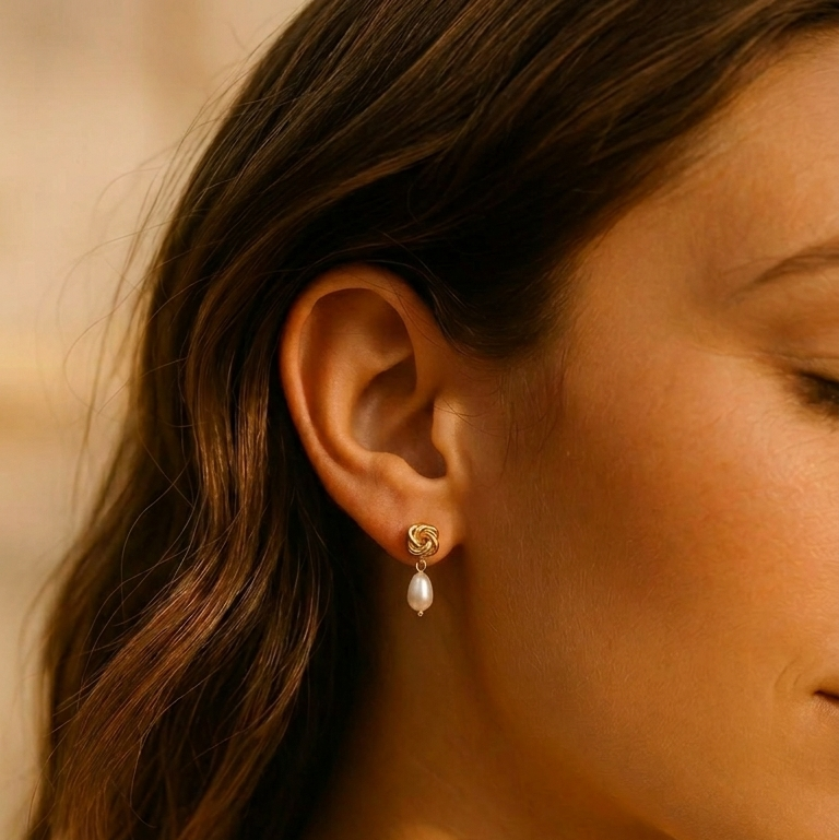 Knot Pearl Earring