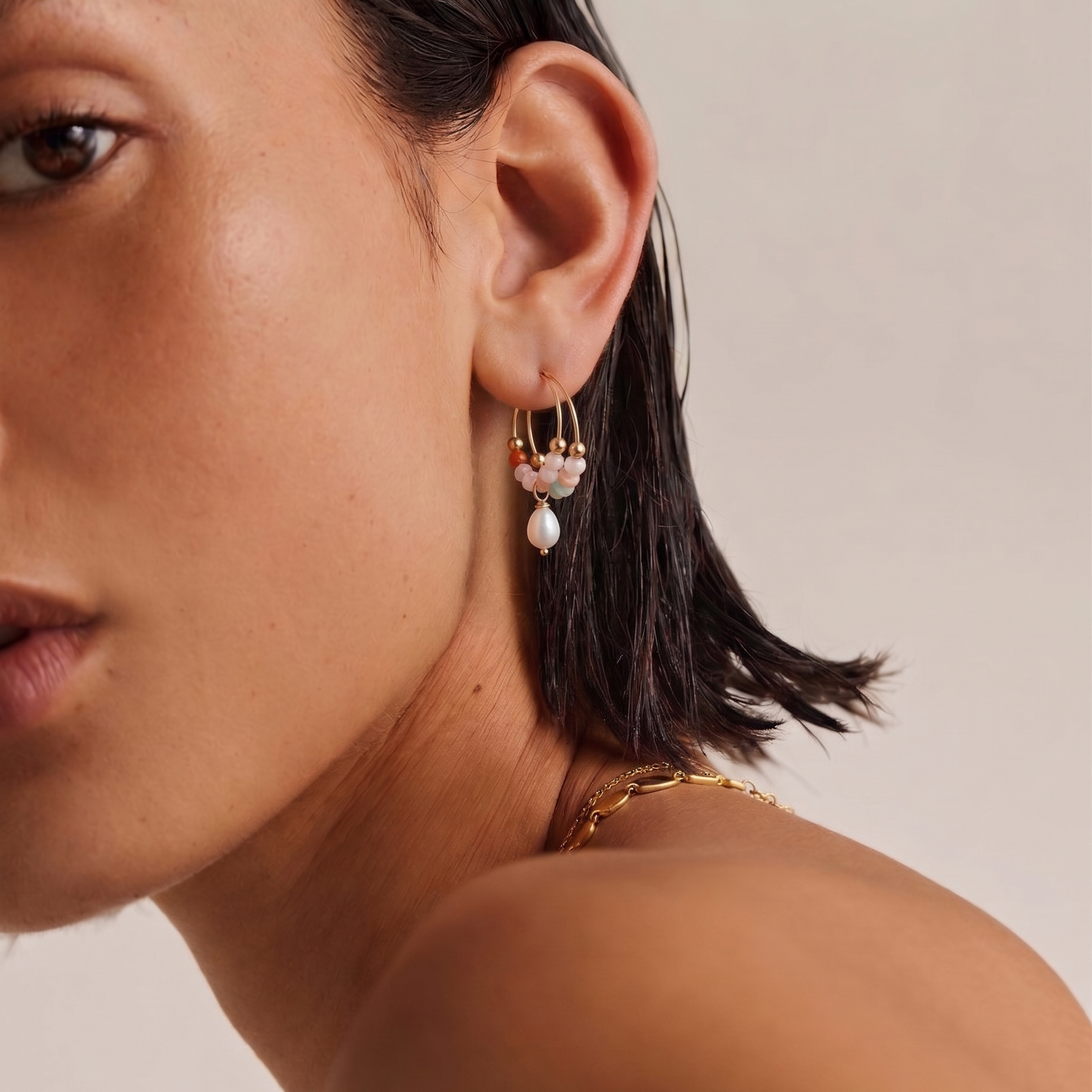 Love Hoop Pearl Earring