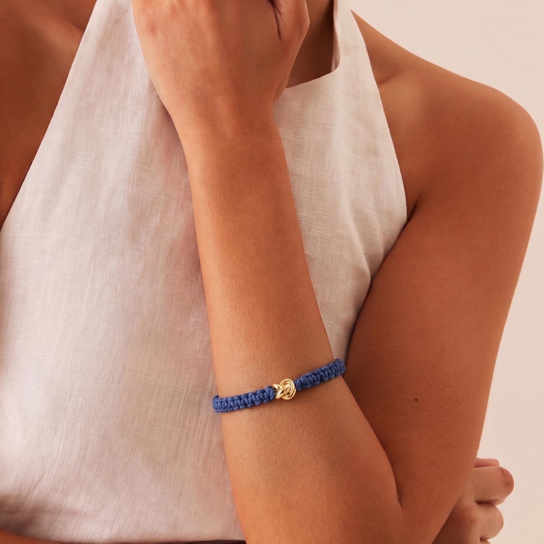 Knot Blue String Bracelet Siver