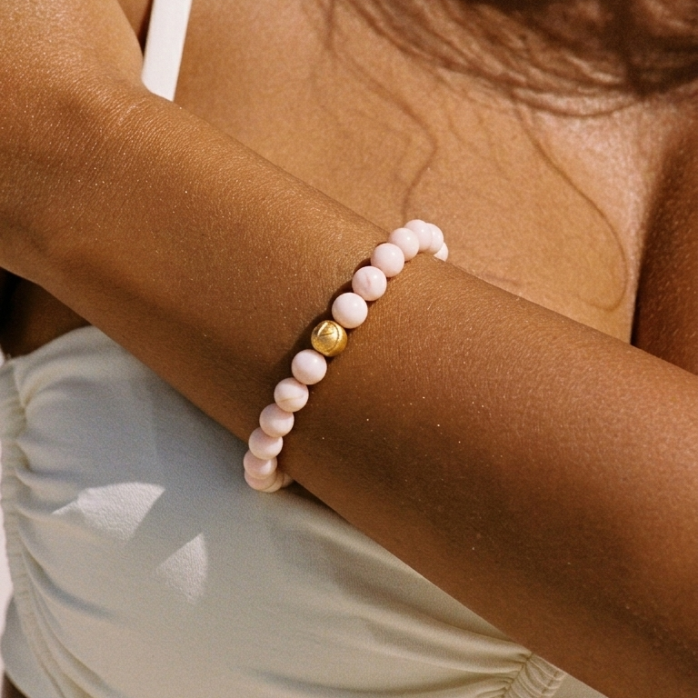 Infinity Pink Opal Bead Bracelet