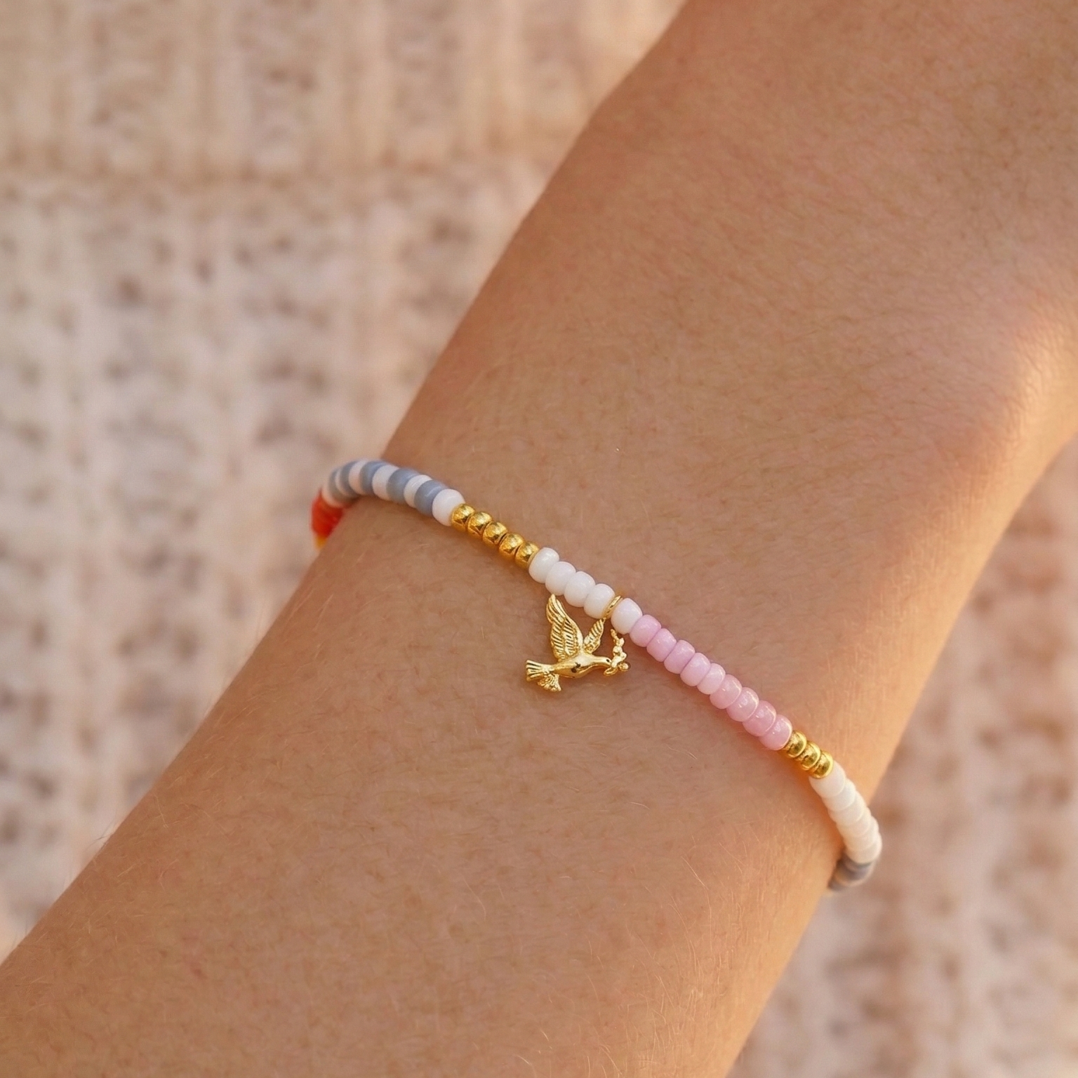 Peace Pink Pearl Bracelet