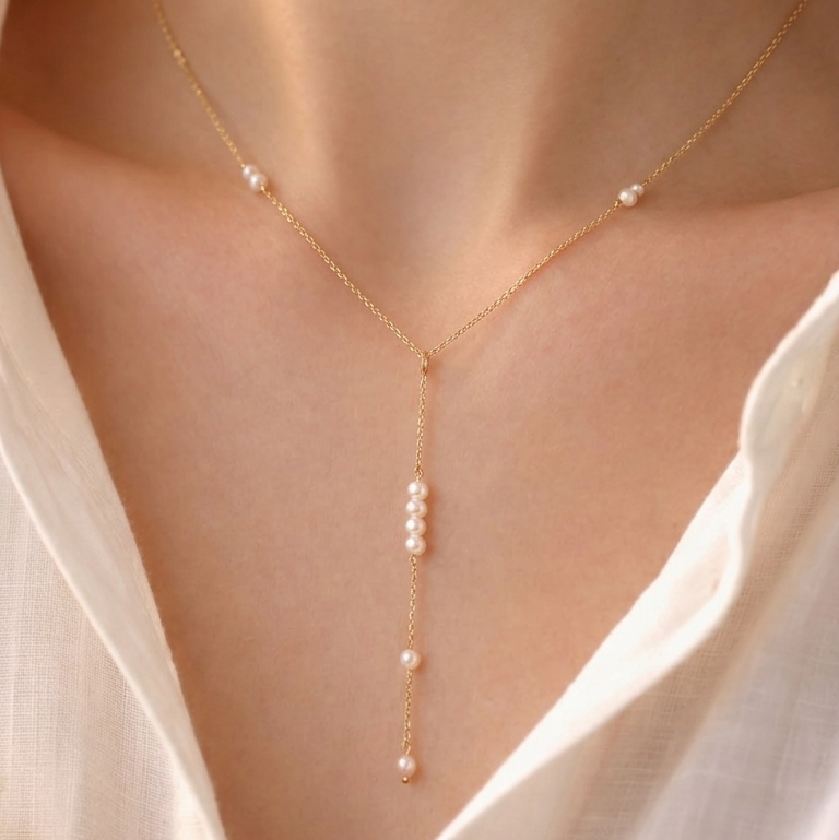 Love Pearl Lariat Necklace