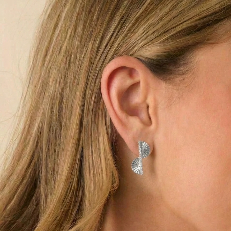 Fan Leaf Earrings Silver