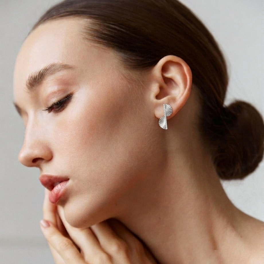 Fan Leaf Earrings Silver