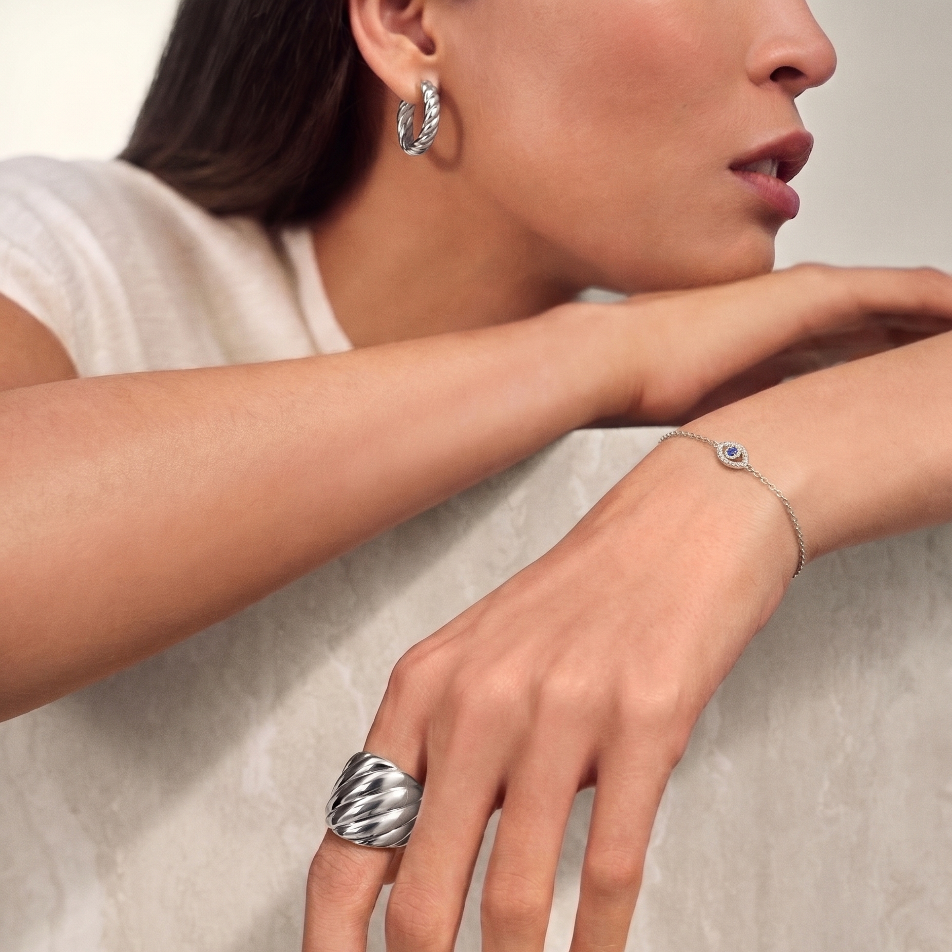 Sparkly Eye Bracelet Silver