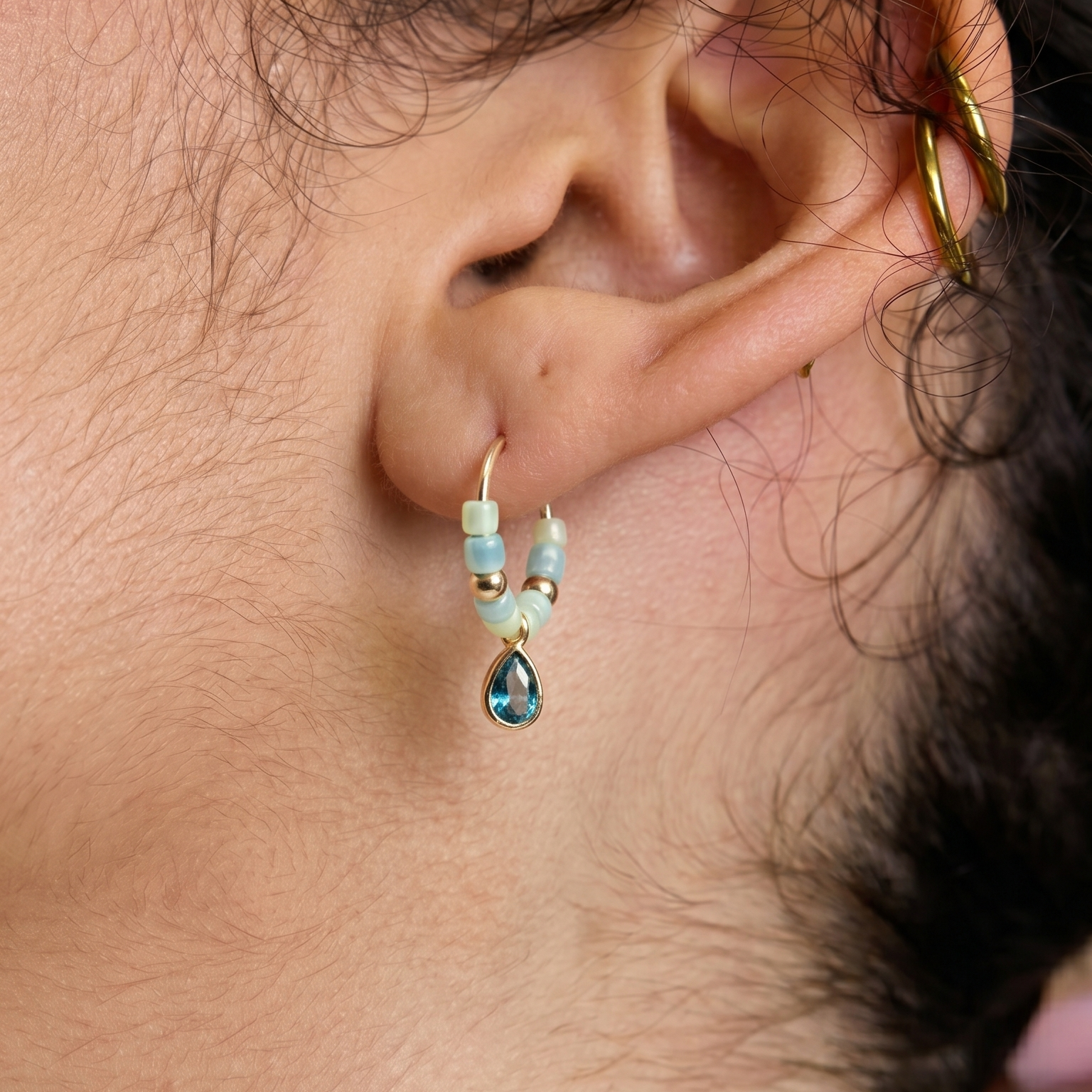Water Drop Beaded Hoops