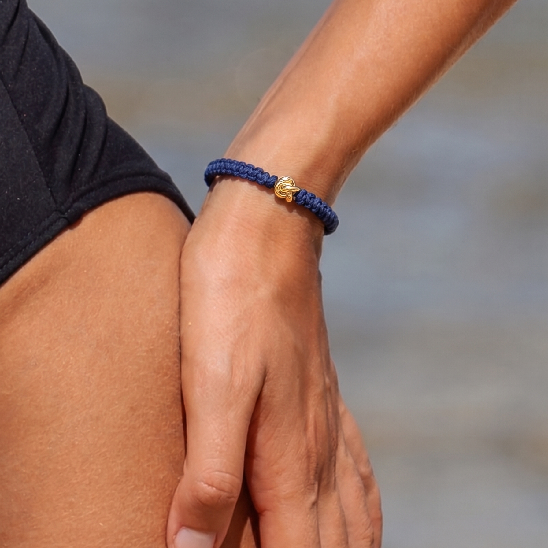 Knot Blue String Bracelet Siver