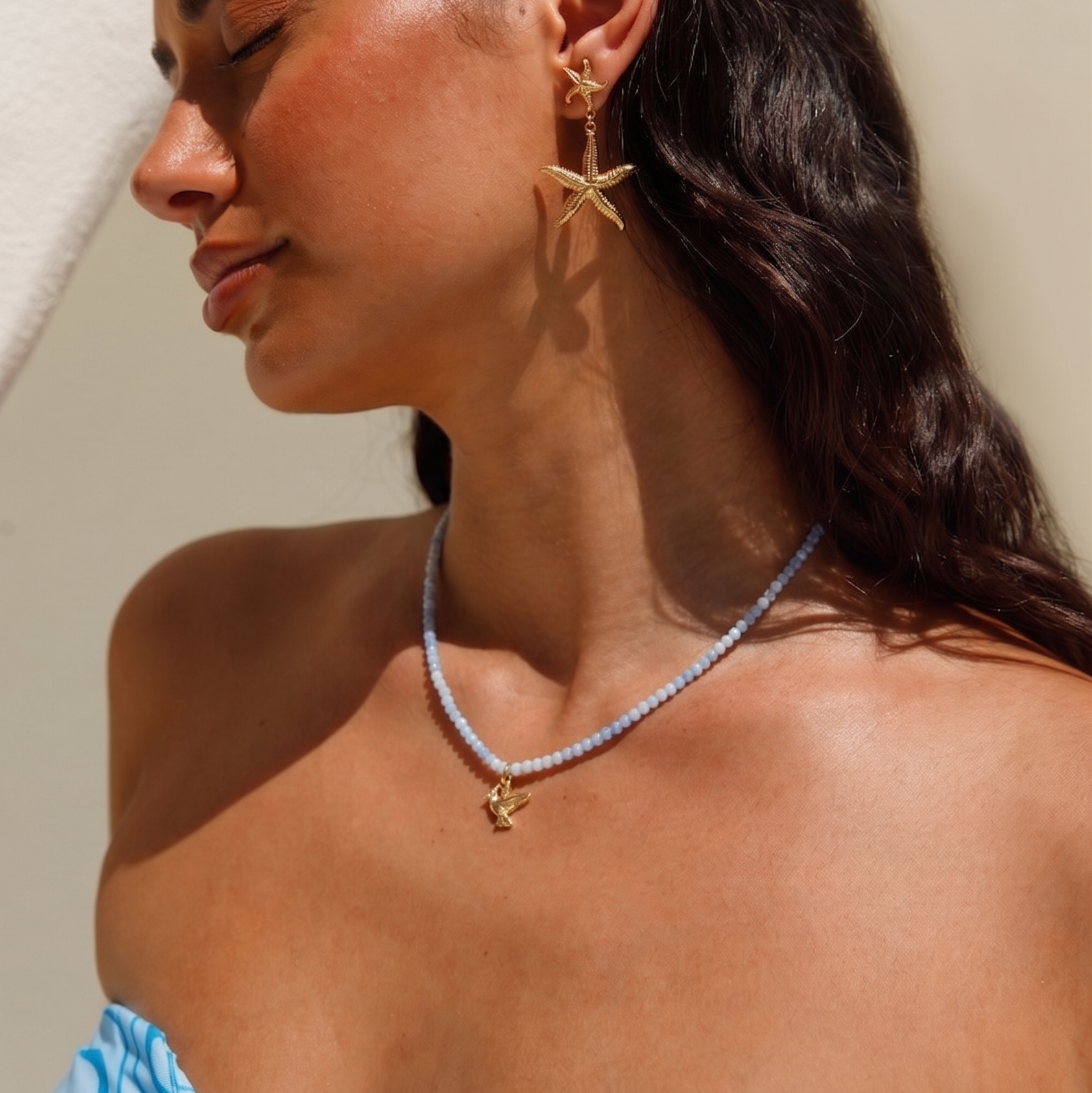 Fred 🕊️ Blue Wrap Pearl Bracelet and Necklace