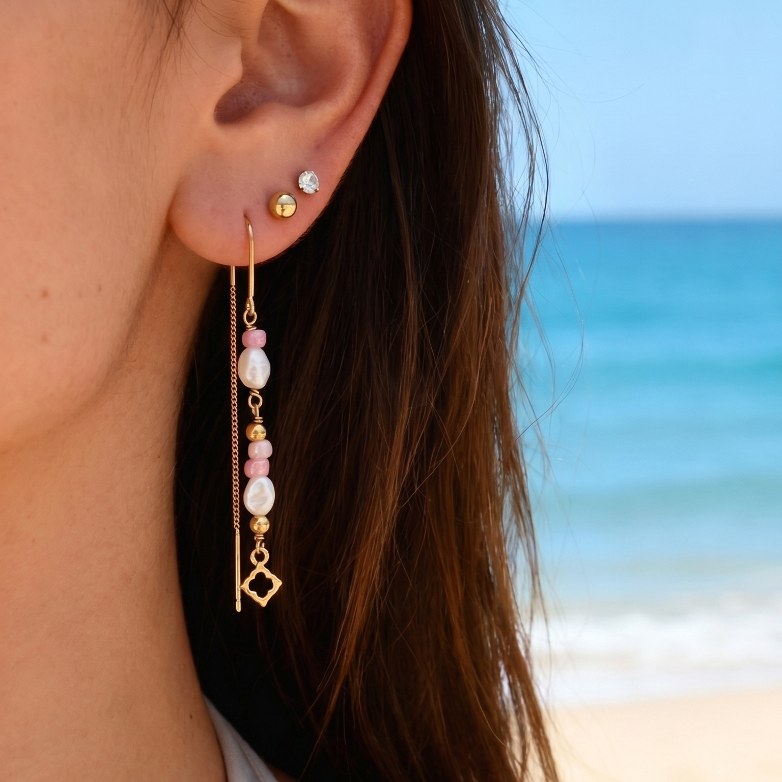 Community beaded Chain Earring