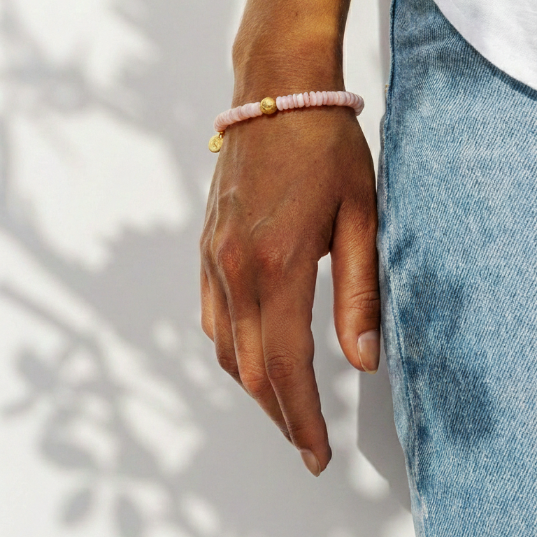 Pink Opal Peace Disk Bracelet