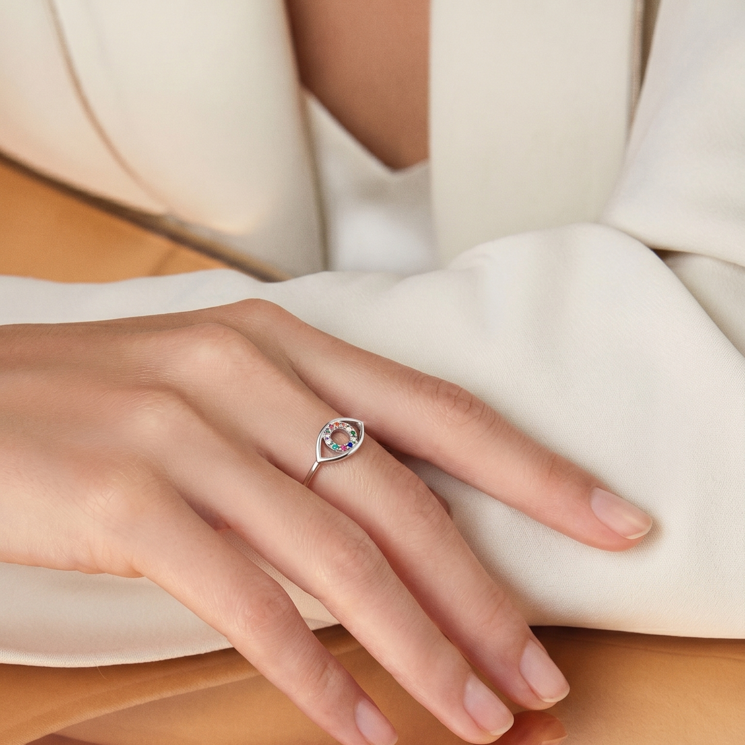 Rainbow Eye Ring Silver