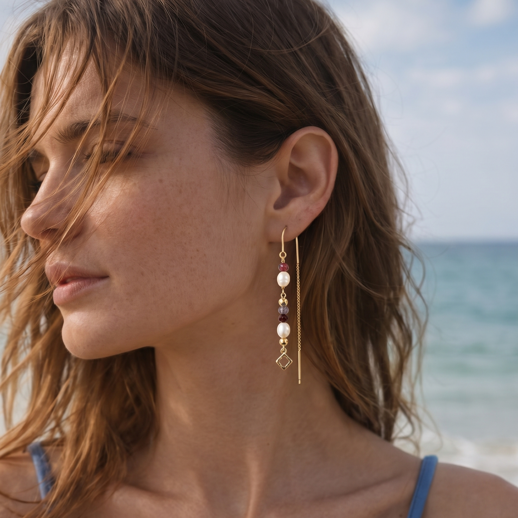 Community Pearl Chain Earring Amethyst