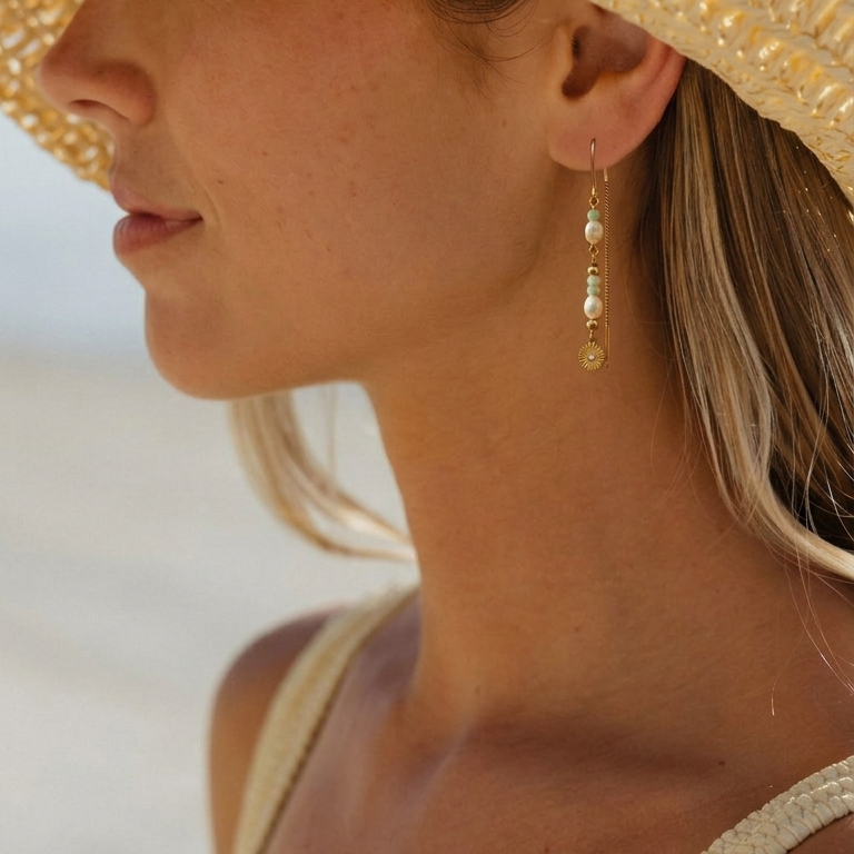 Innovation beaded Chain Earring