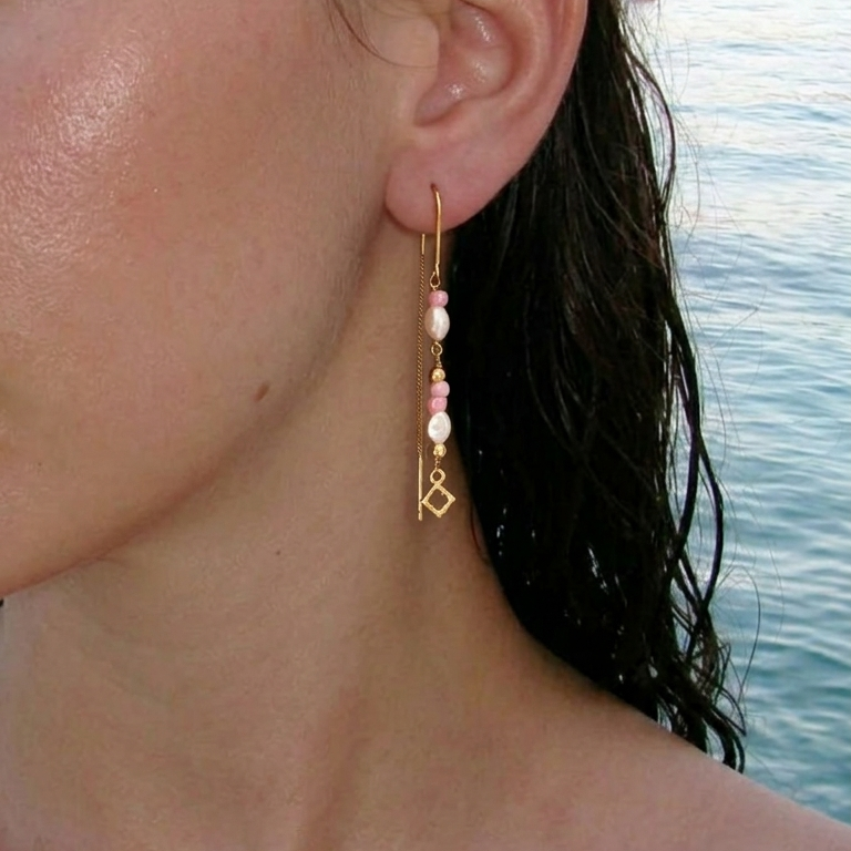 Community beaded Chain Earring