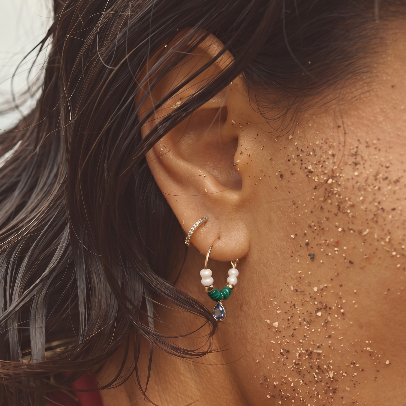 Water Drop Pearl Hoops