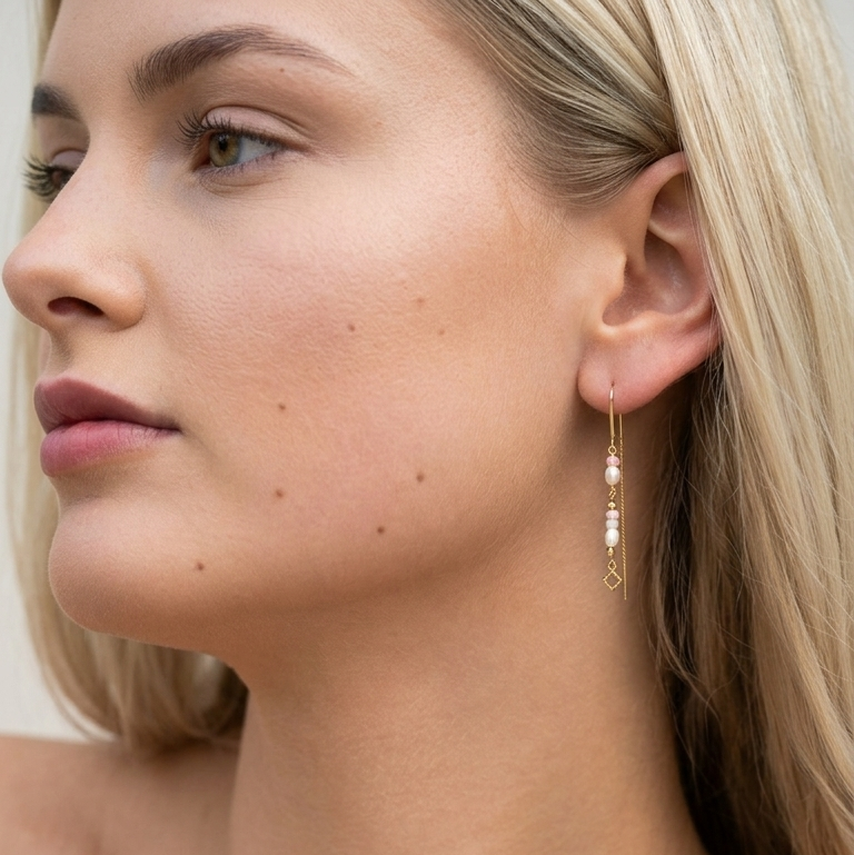Community beaded Chain Earring