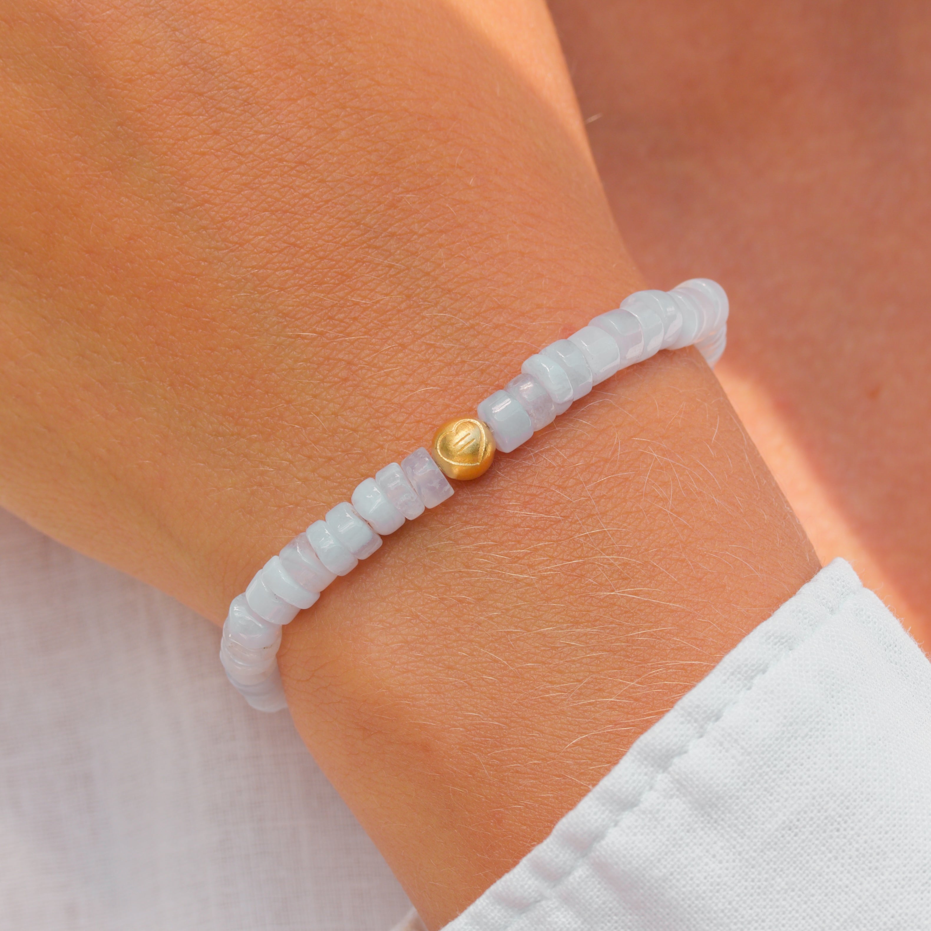 Blue Agath Equality Disk Bracelet