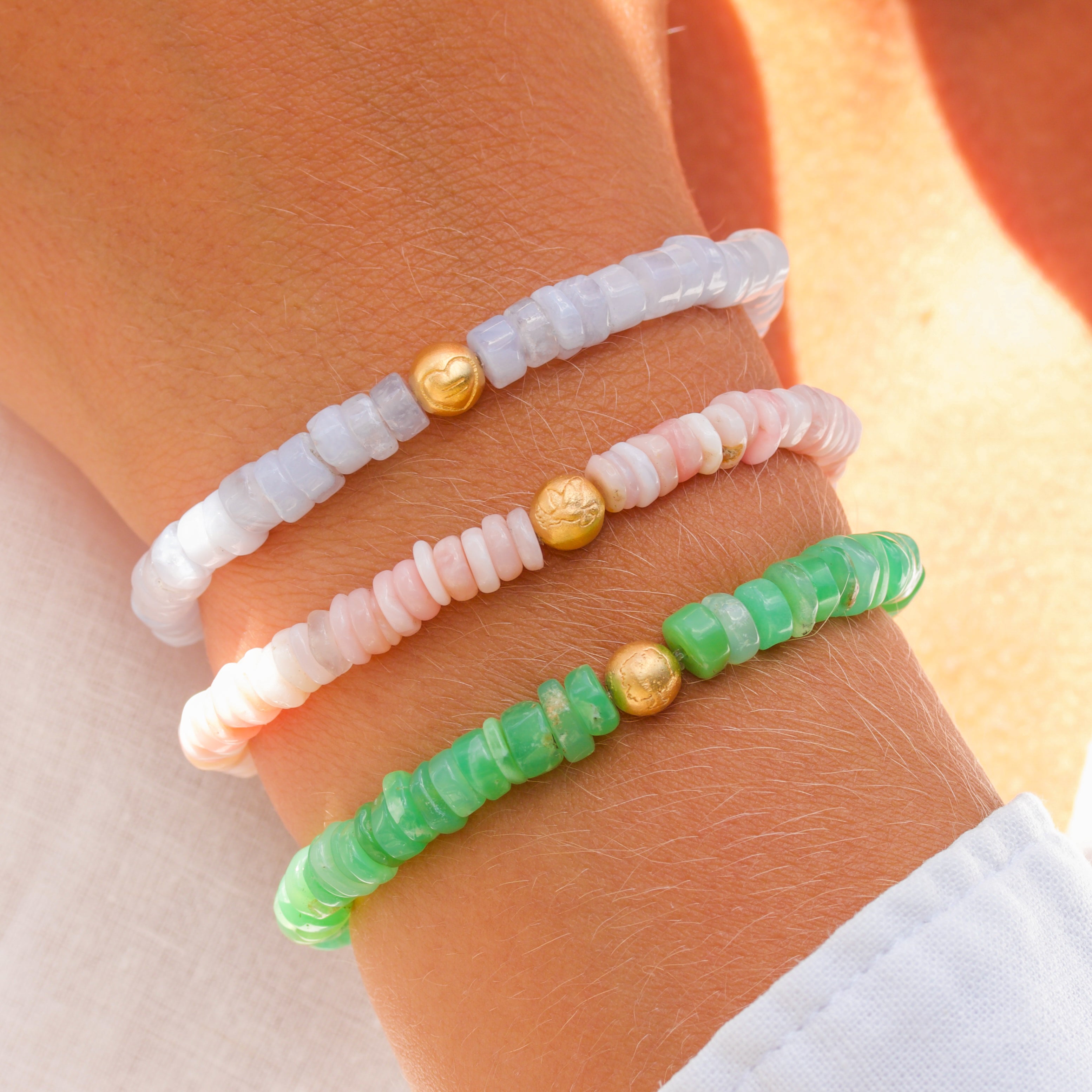 Pink Opal Peace Disk Bracelet