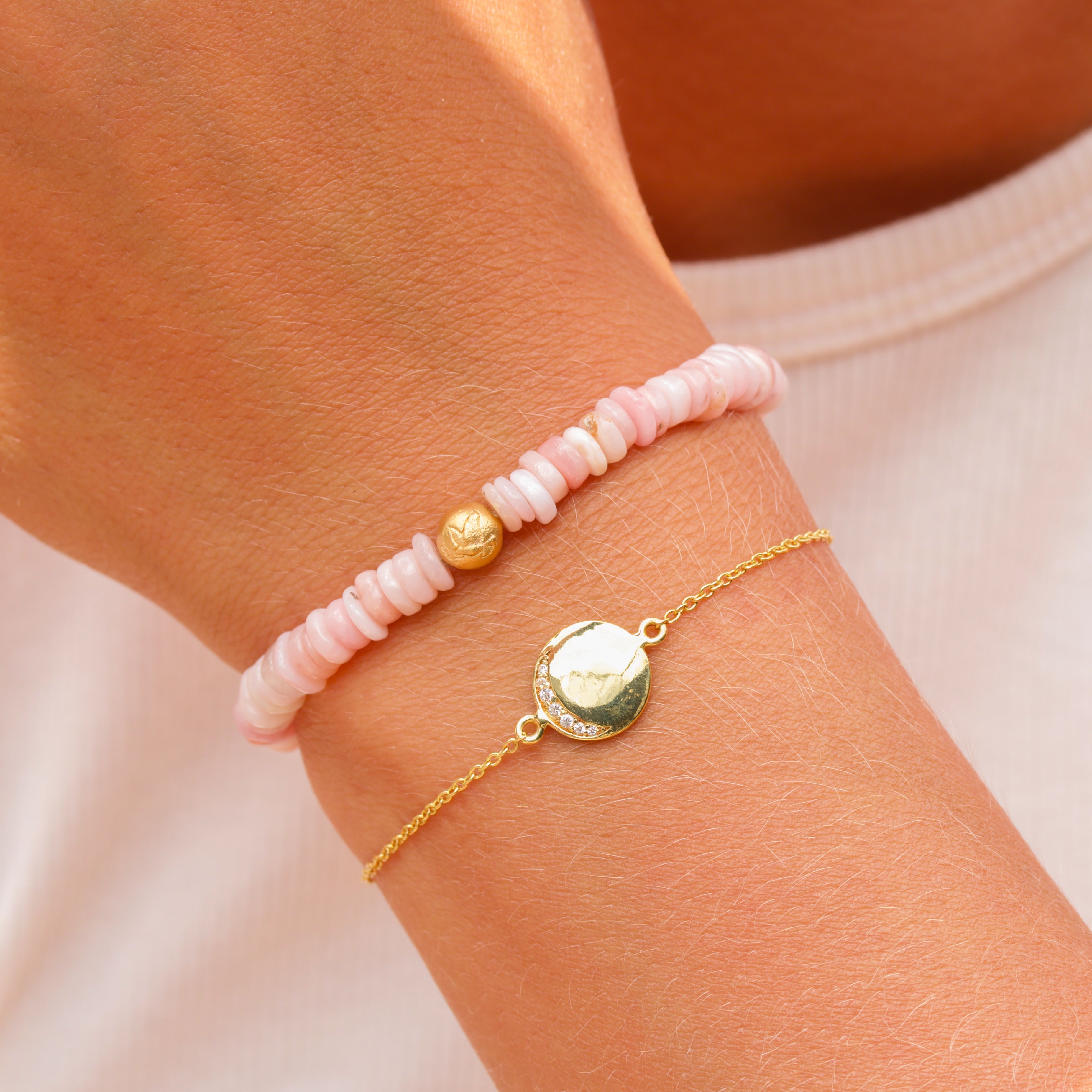Pink Opal Peace Disk Bracelet