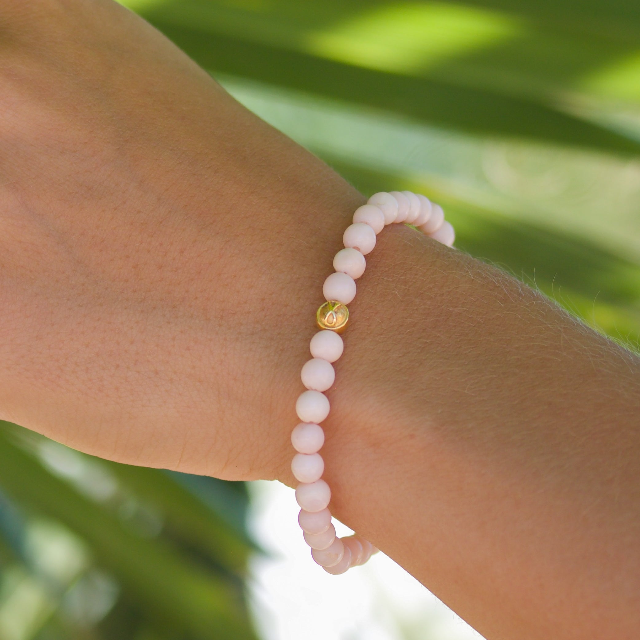 Infinity Pink Opal Bead Bracelet