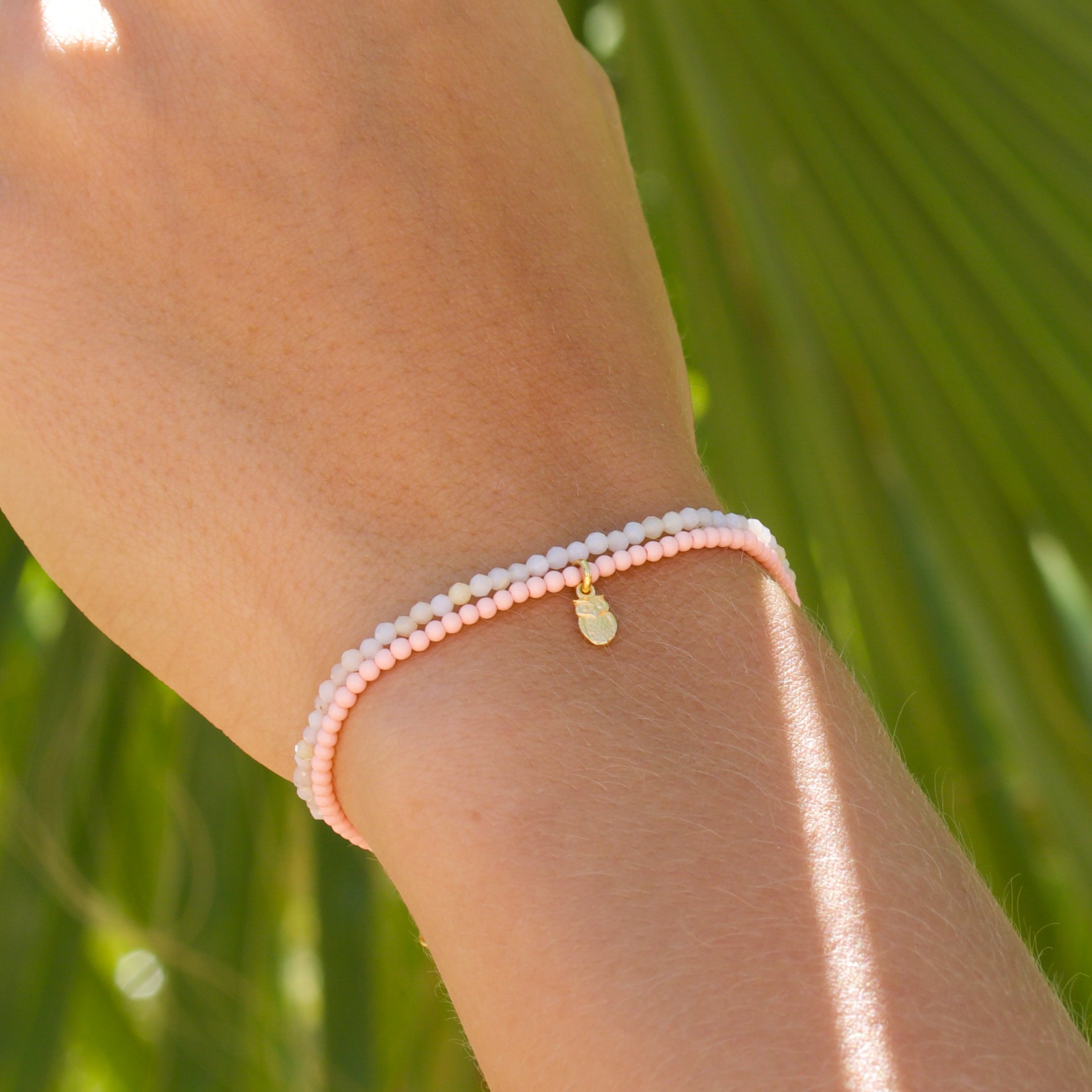 Pink Opal Wisdom 🦉 Wrap Pearl Bracelet