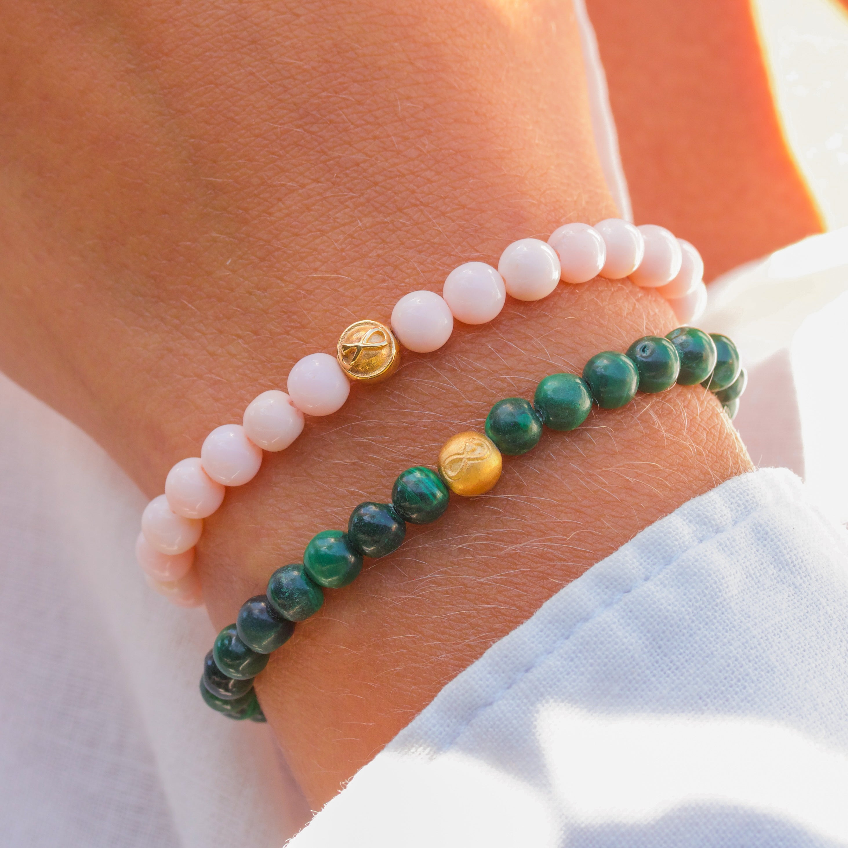 Infinity Malachite Unisex Pearl Bracelet