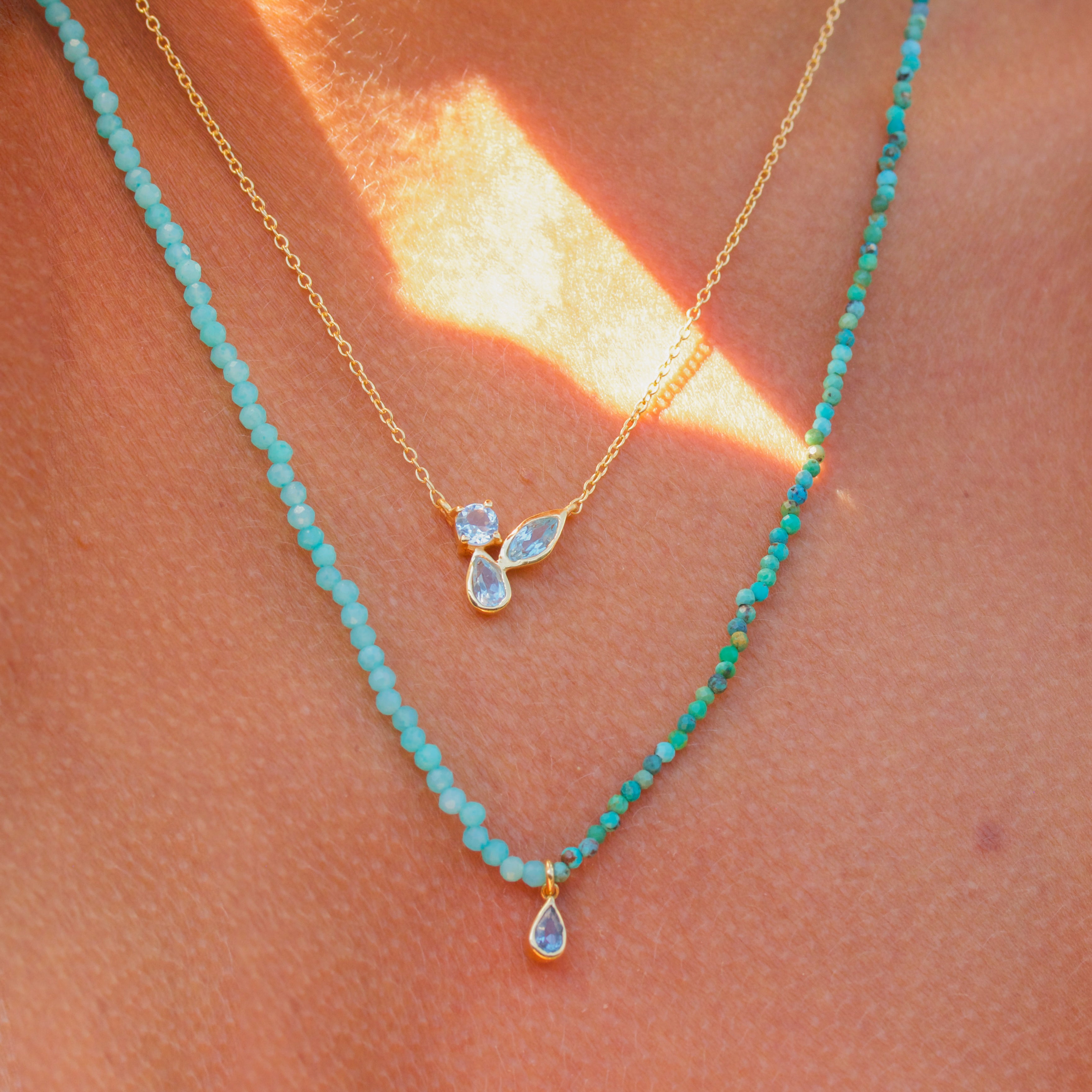 Waterdrop 💧 Crystal Necklace and Wrap Pearl Bracelet