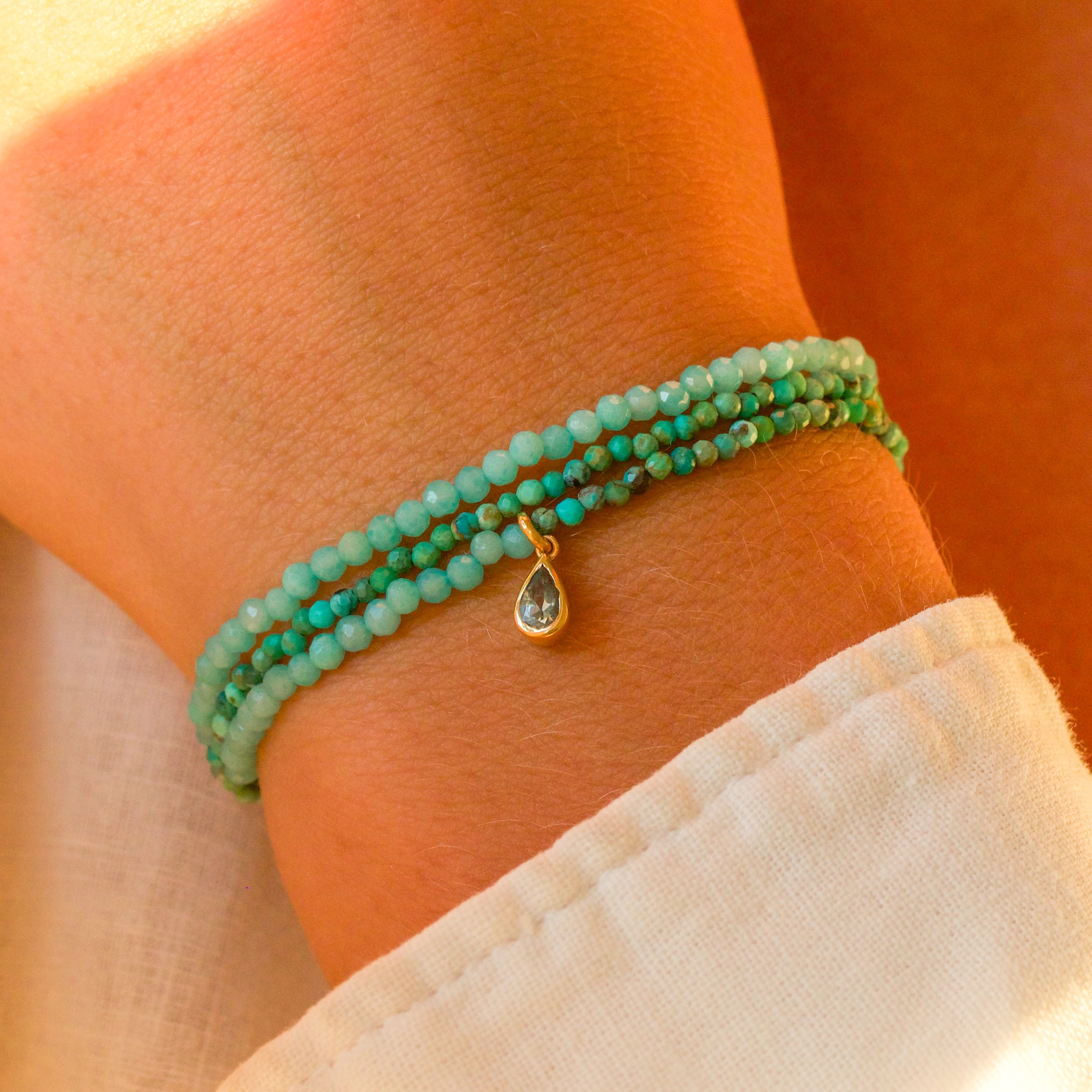 Waterdrop 💧 Crystal Necklace and Wrap Pearl Bracelet