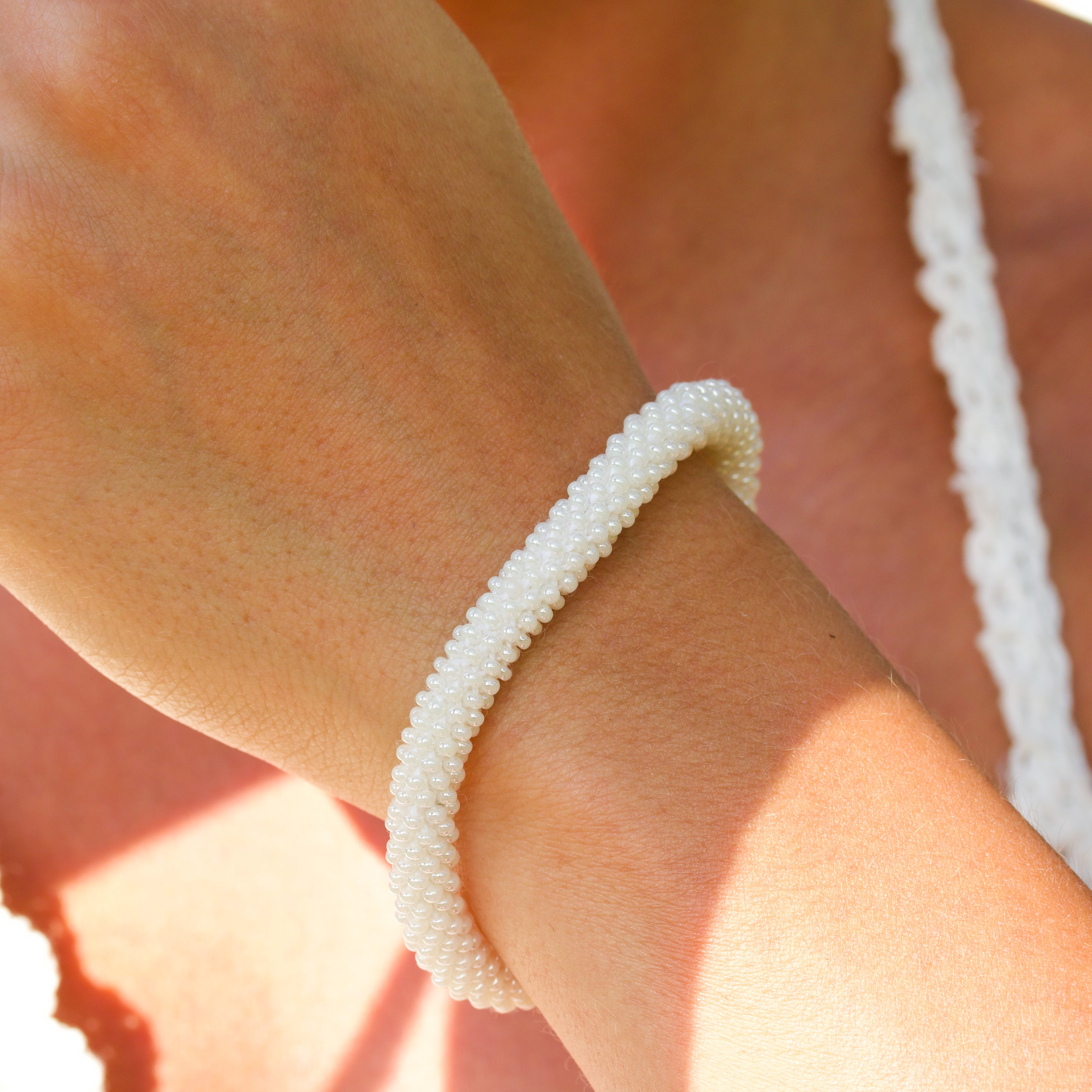 White Peace Beaded Bracelet