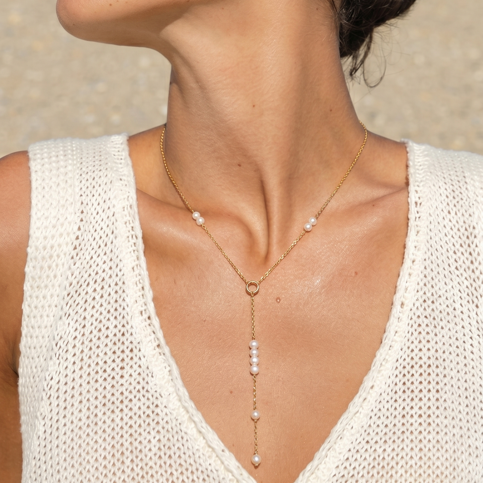 Love Pearl Lariat Necklace