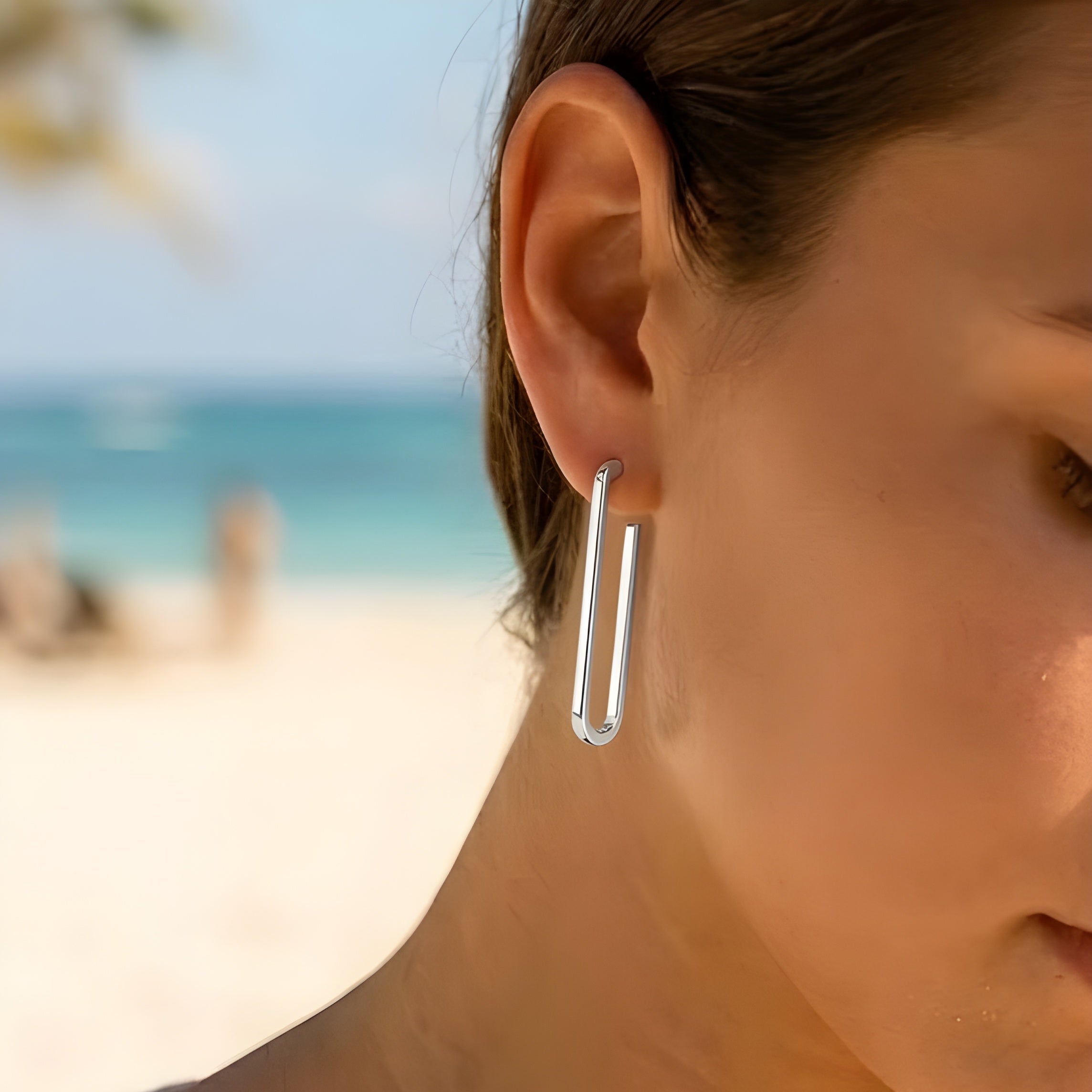 Mia Long Link Earrings Silver