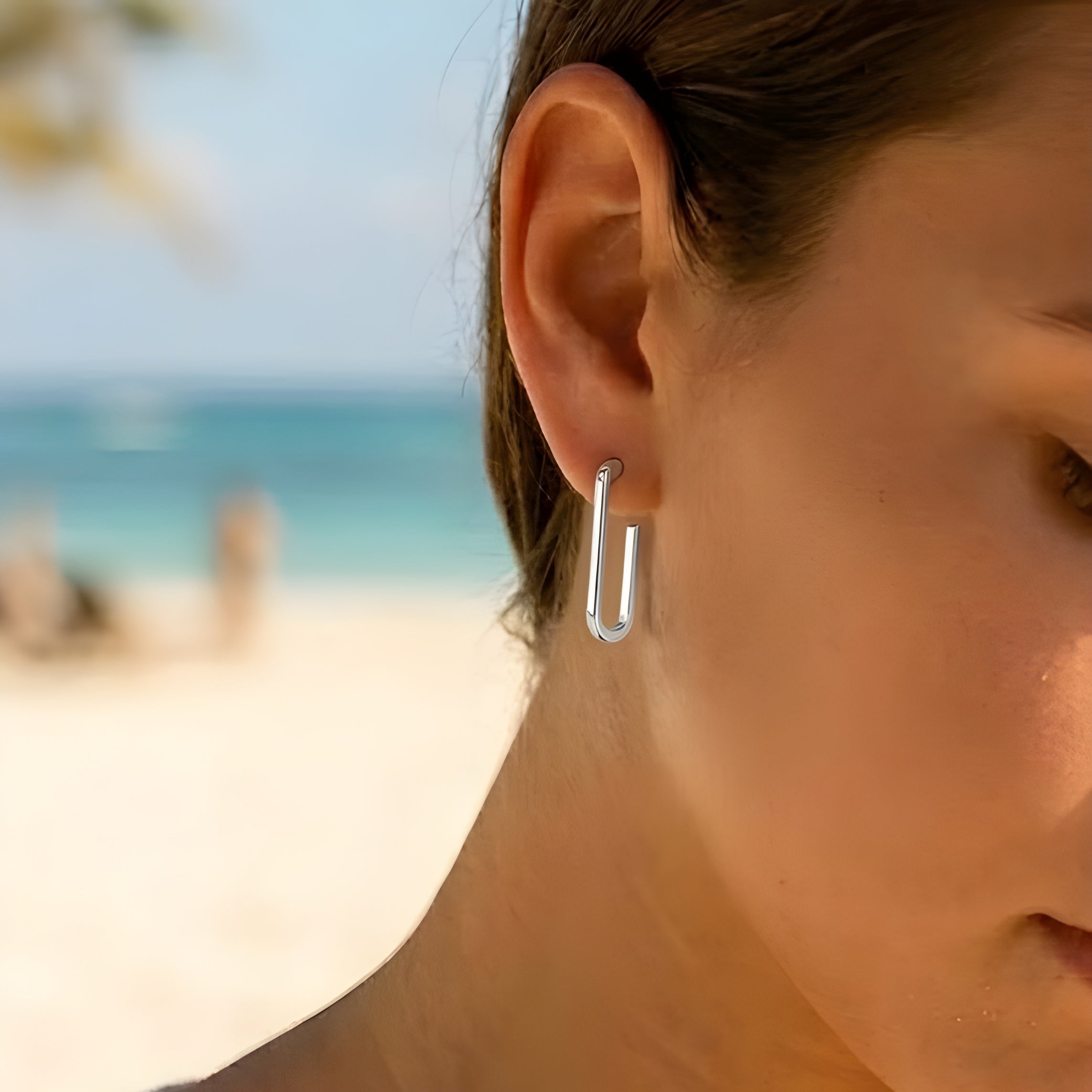 Mia Short Link Earrings Silver